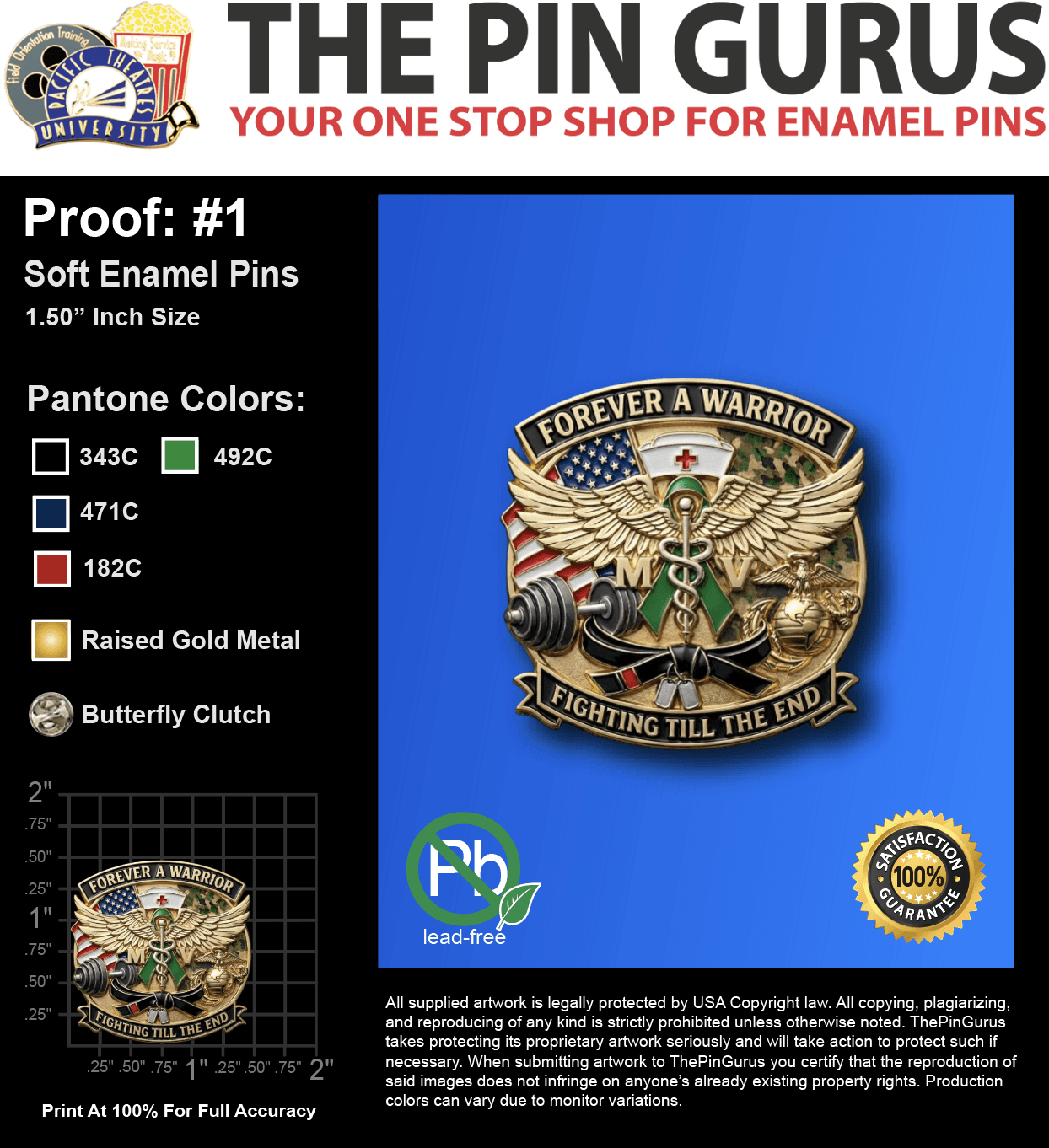 50 "FARYN R" LAPEL PINS: PROOF #1