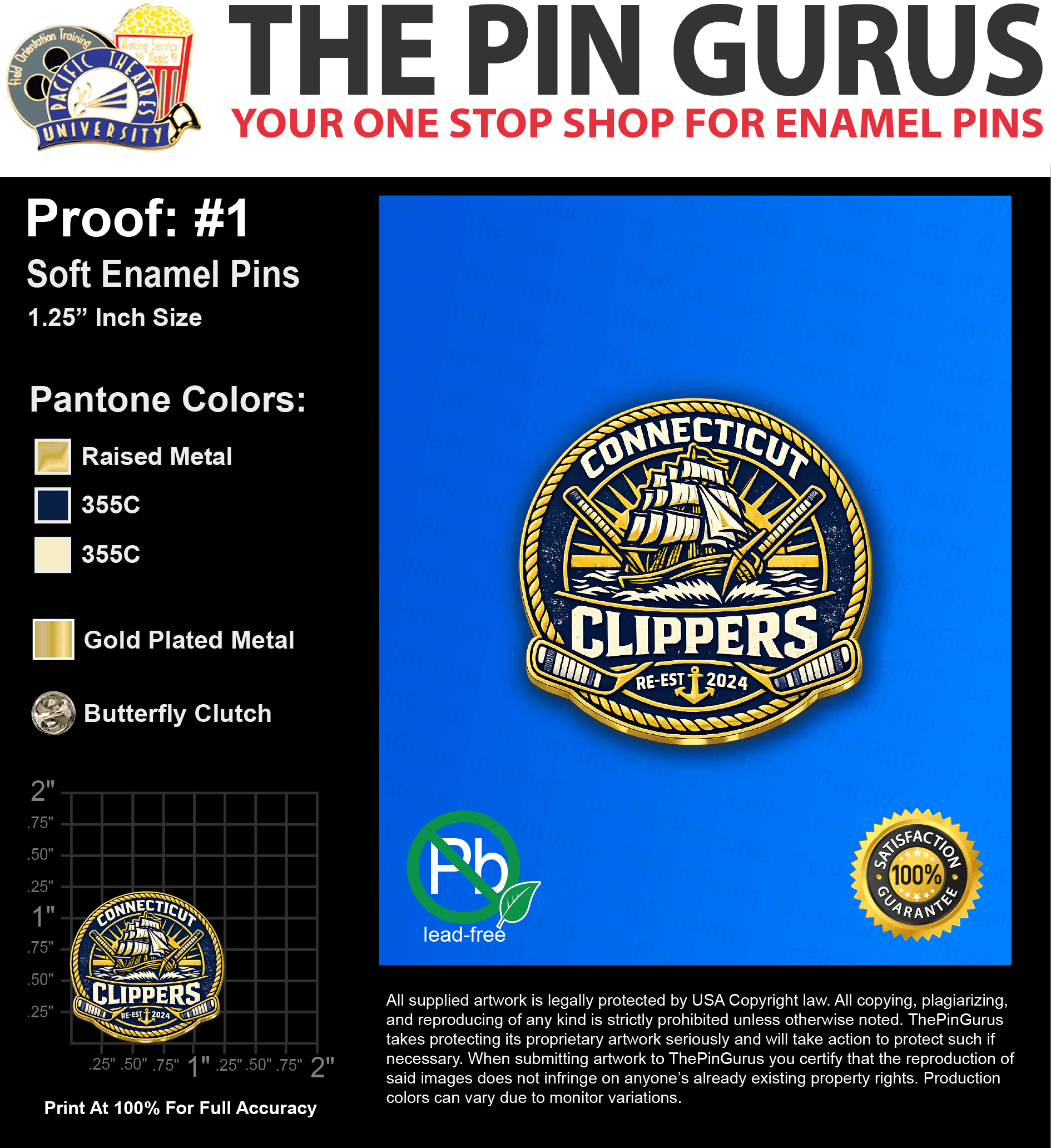 50 “IAN A” LAPEL PINS: PROOF #1