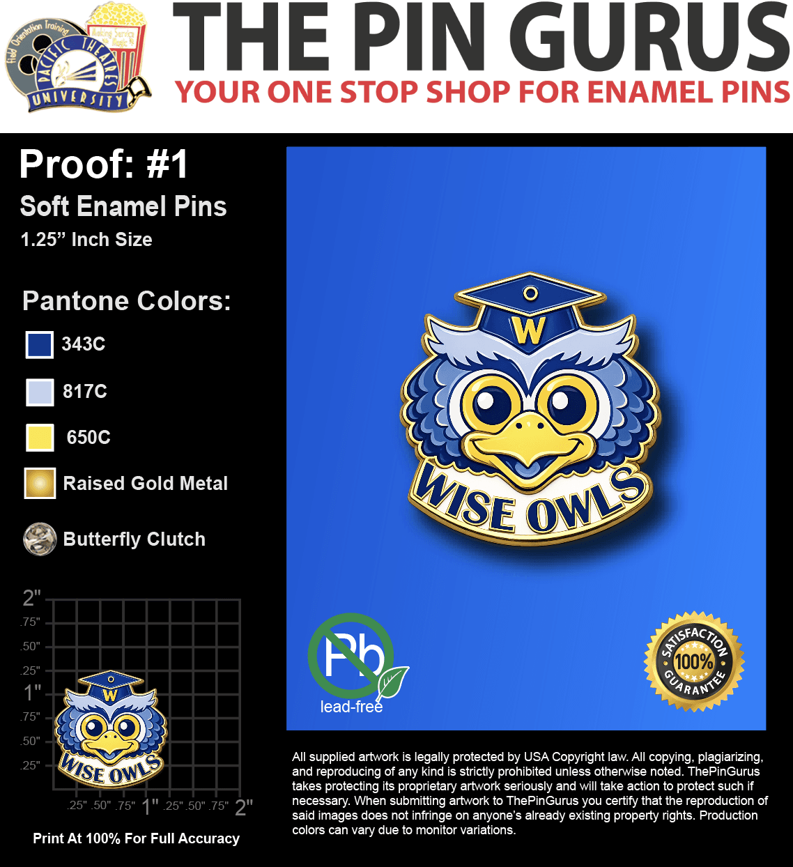 250 "JENNY S" LAPEL PINS: PROOF #1