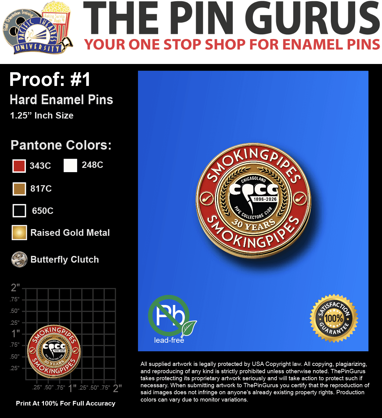 200 "JESSIE A" LAPEL PINS: PROOF #1