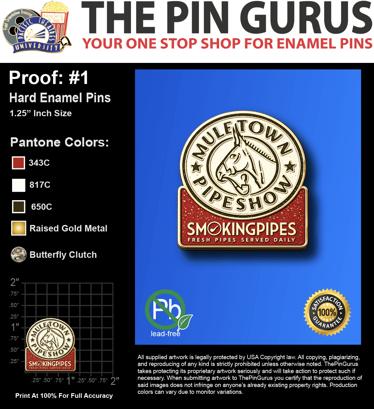 200 "JESSIE A" LAPEL PINS: PROOF #1