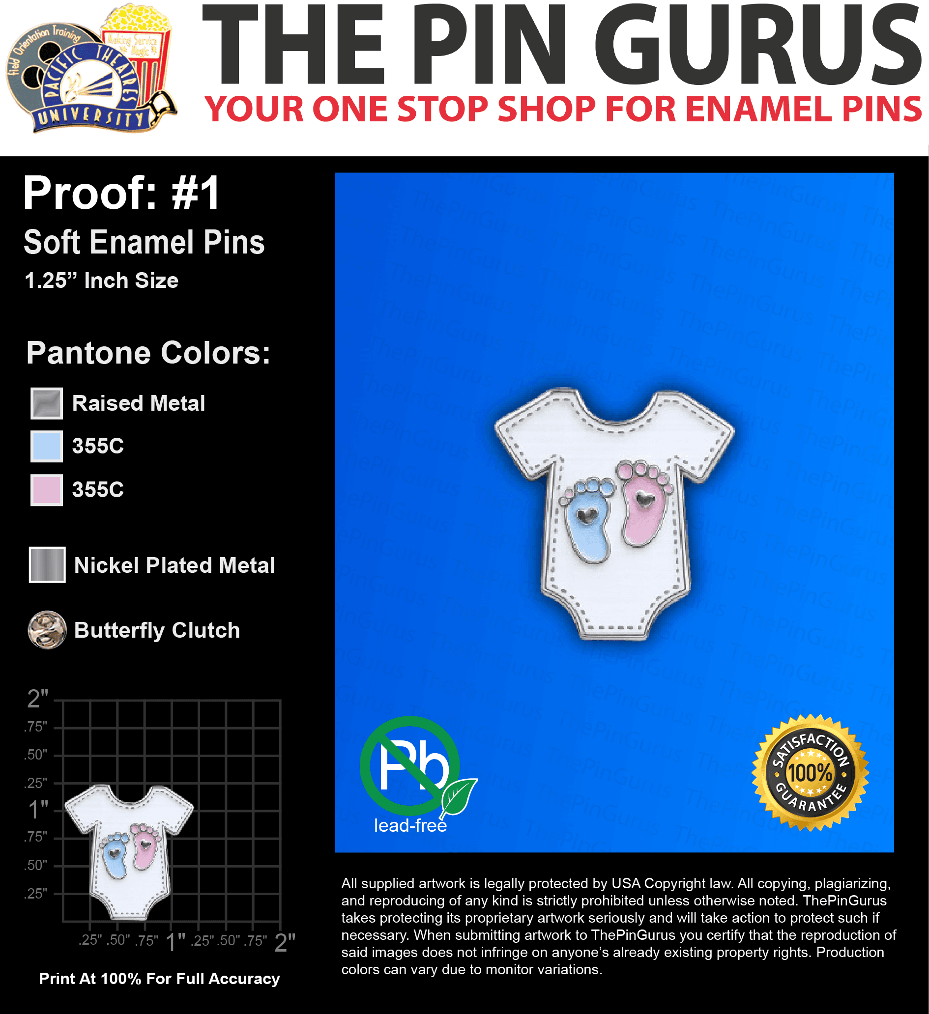 100 “MAYA M” LAPEL PINS: PROOF #1