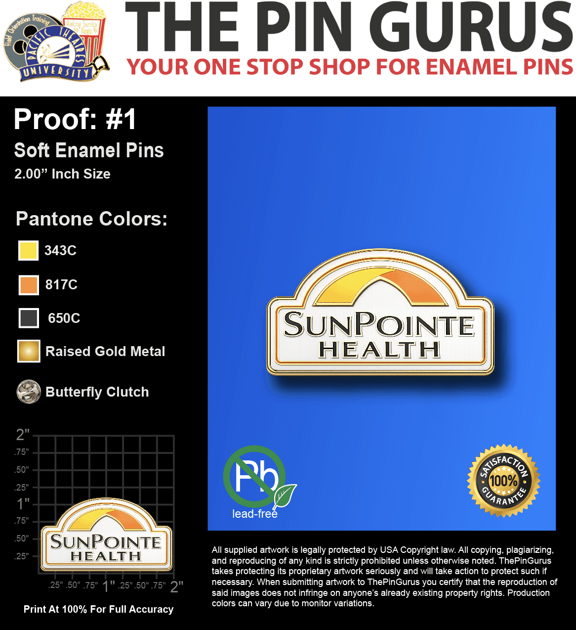 50 "NICOLE F" LAPEL PINS: PROOF #1