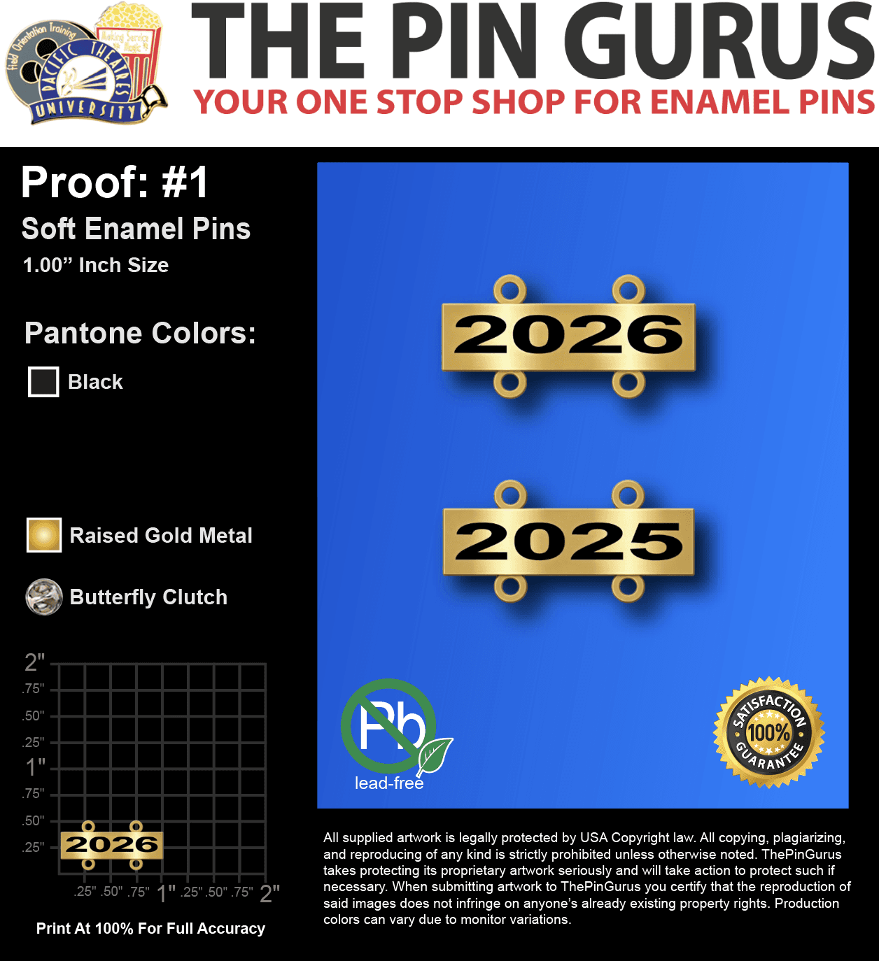 120 "RACHEL L" LAPEL PINS: PROOF #1