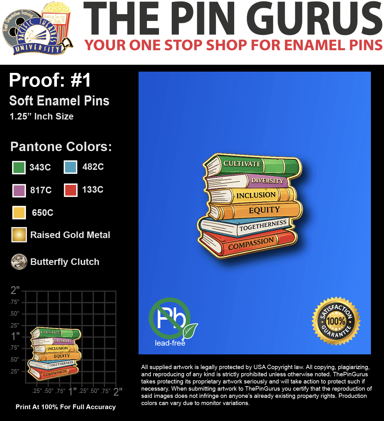 50 "REBECCA" LAPEL PINS: PROOF #1