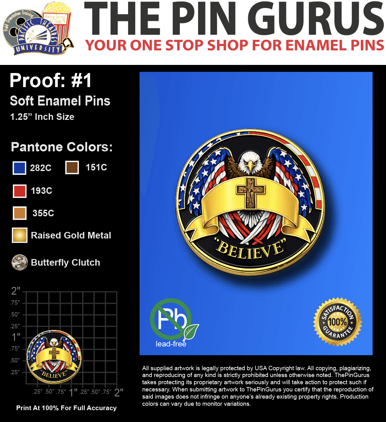 100 "RICHARD H" LAPEL PINS: PROOF #1