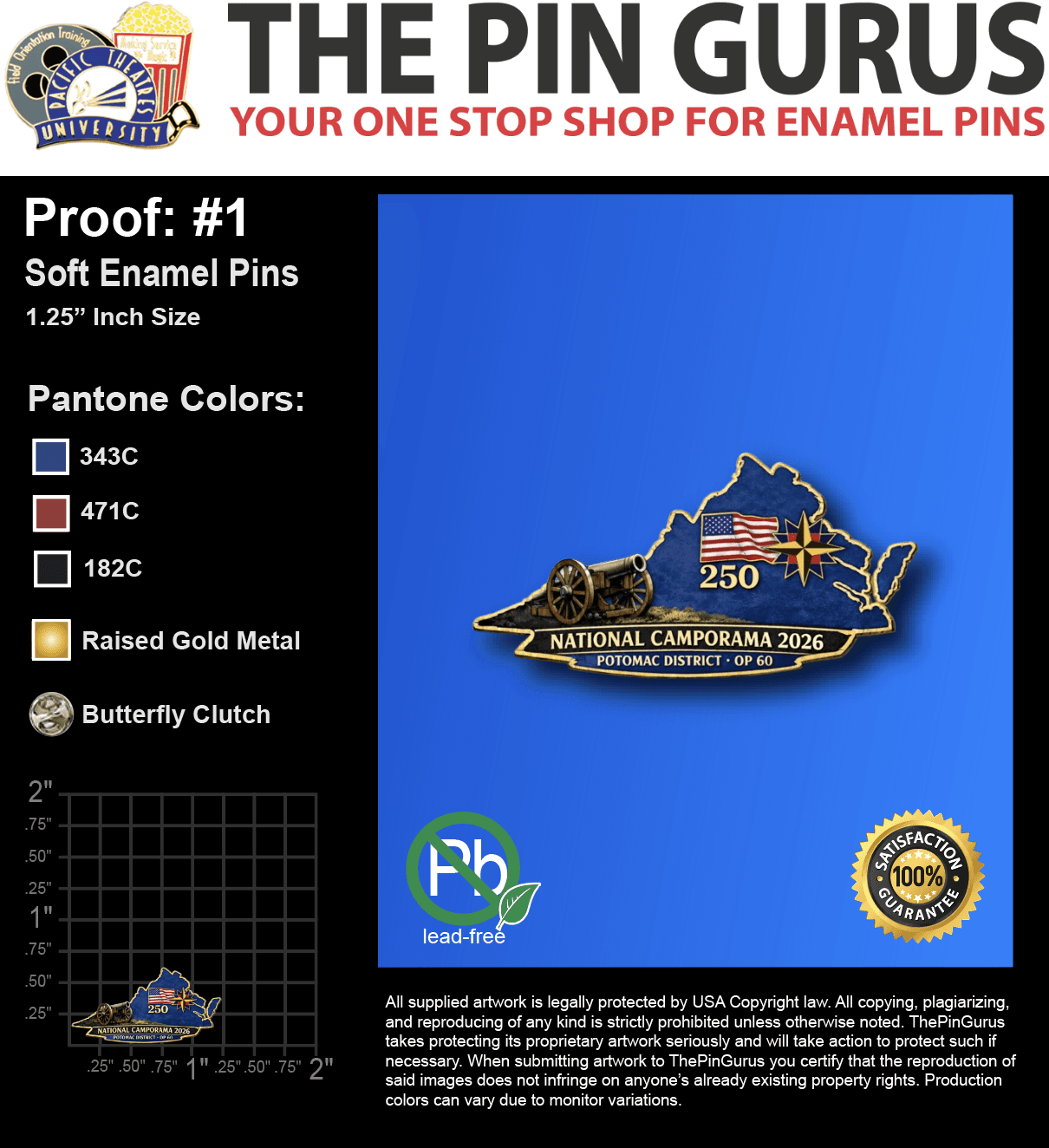 250 "ROBERT B" LAPEL PINS: PROOF #1