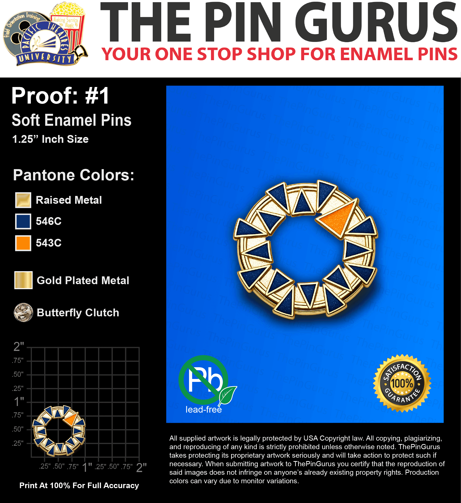 300 “SARAH M” LAPEL PINS: PROOF #1
