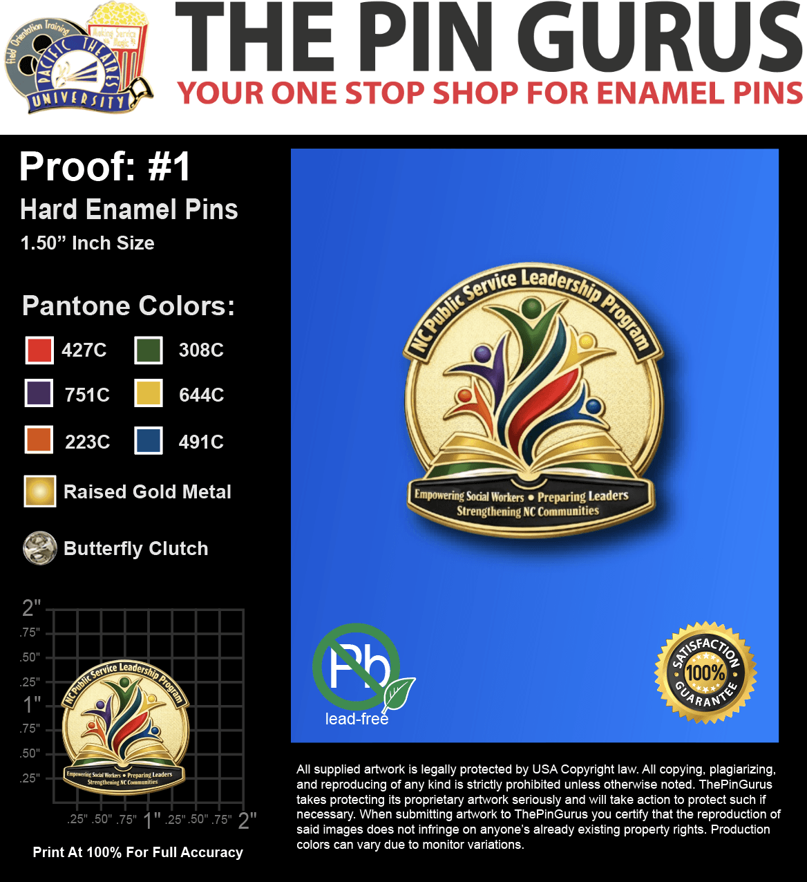 300 "SARAH R" LAPEL PINS: PROOF #1