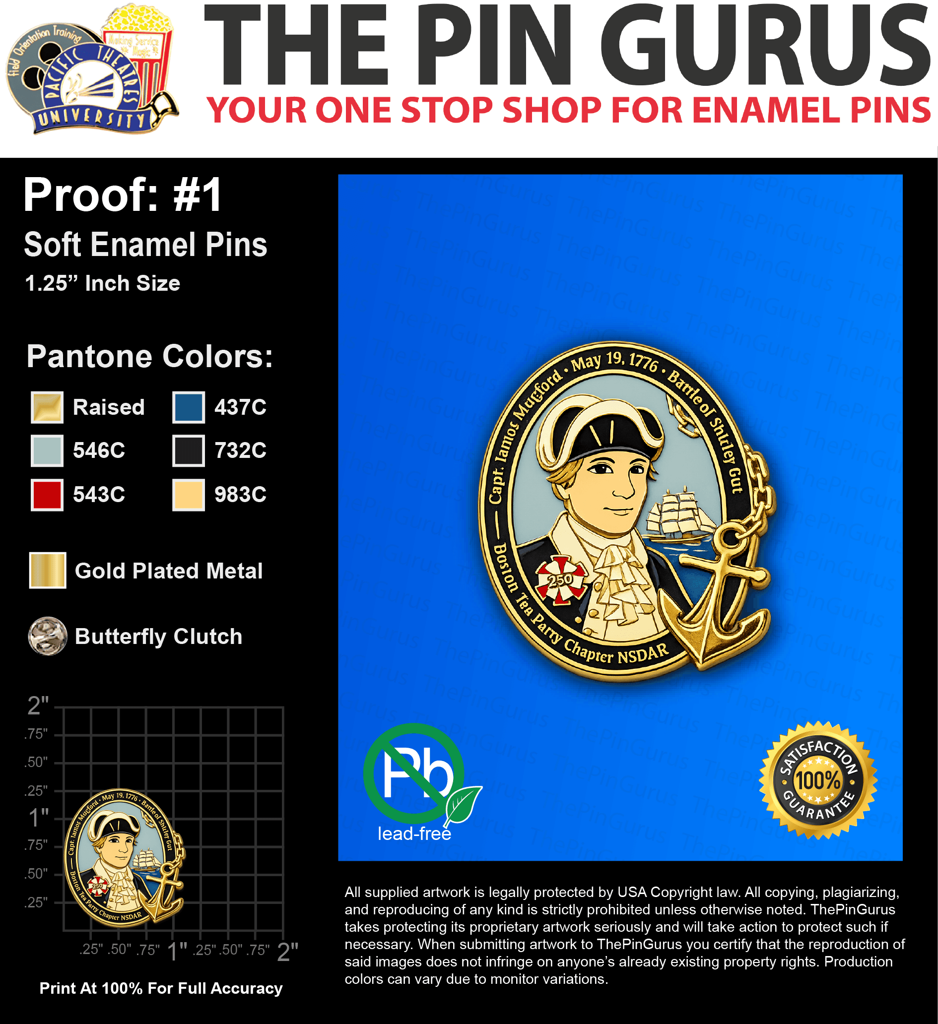 100 “SUSAN G” LAPEL PINS: PROOF #1