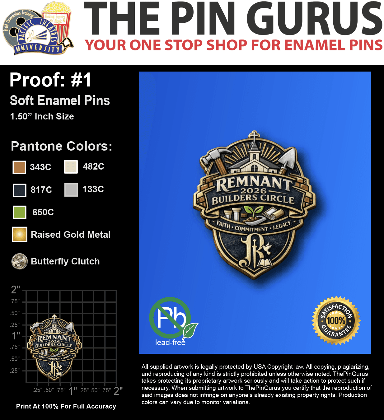 100 "TABITHA T" LAPEL PINS: PROOF #1