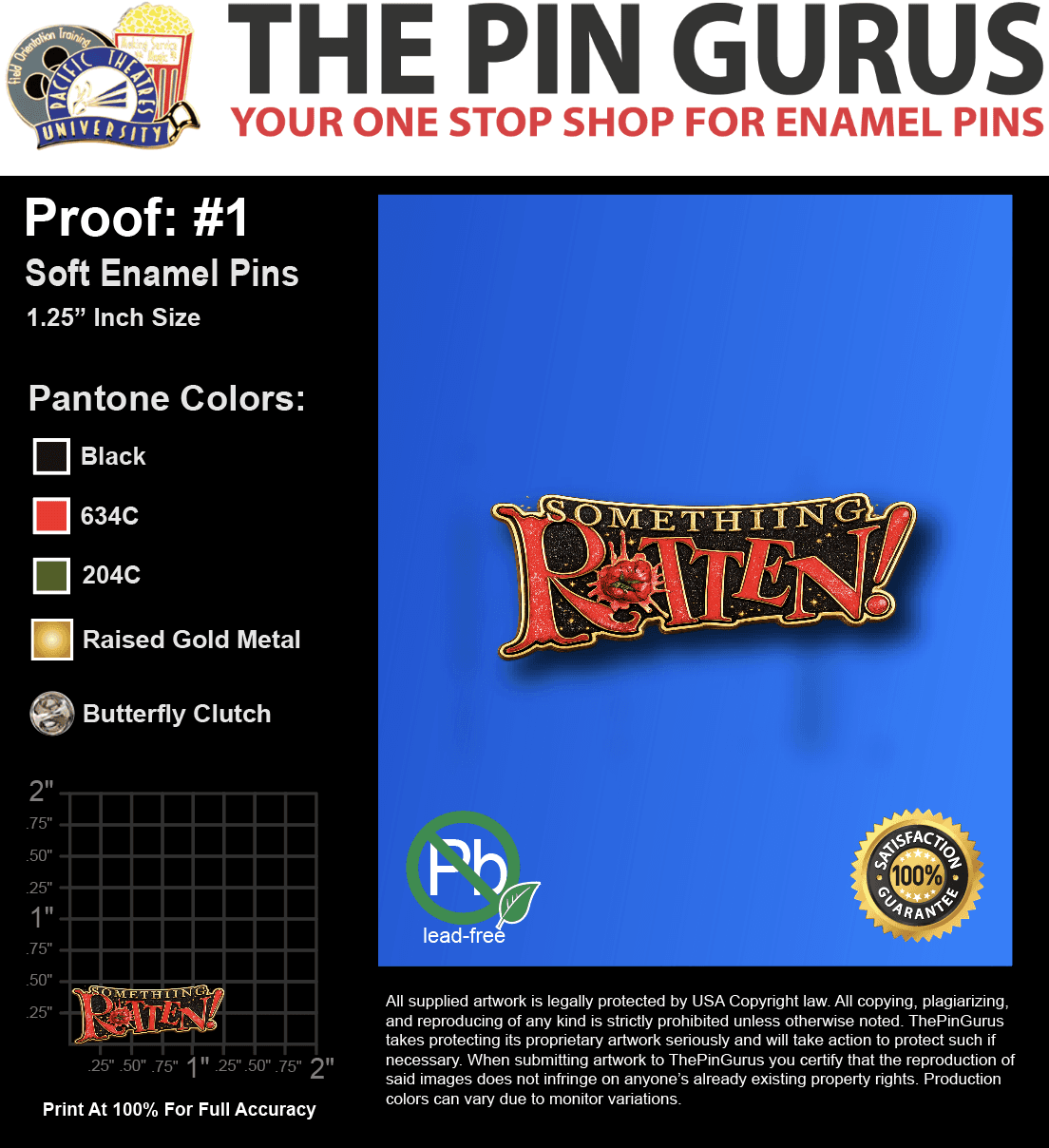 30 "TAERA B" LAPEL PINS: PROOF #1