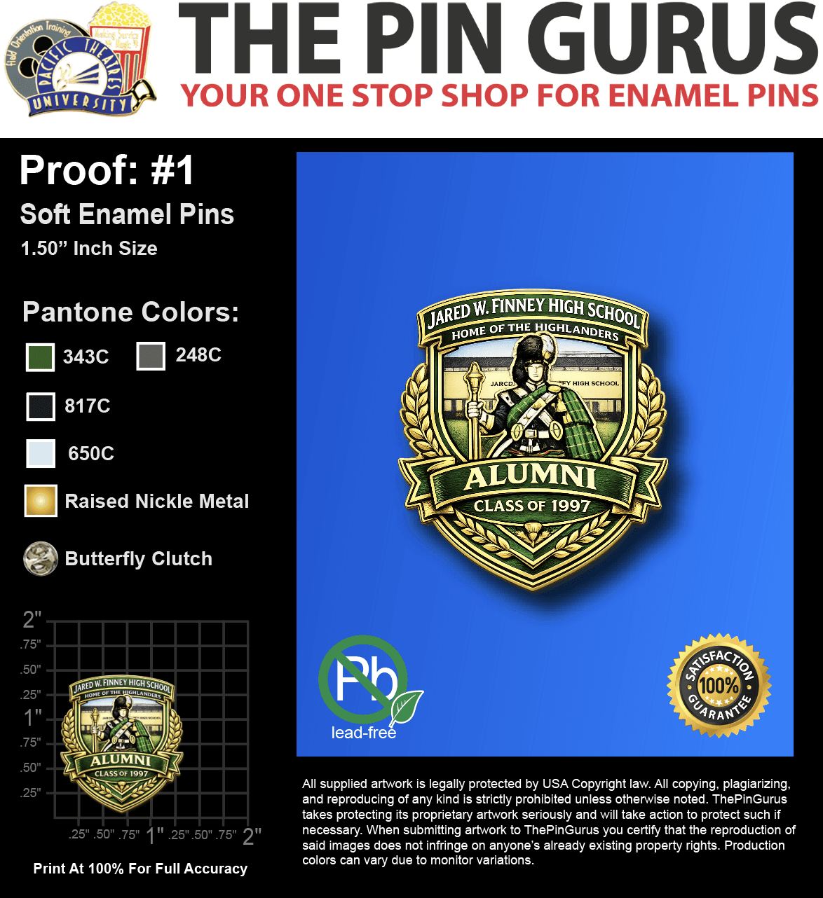 50 "WENDALL" LAPEL PINS: PROOF #1