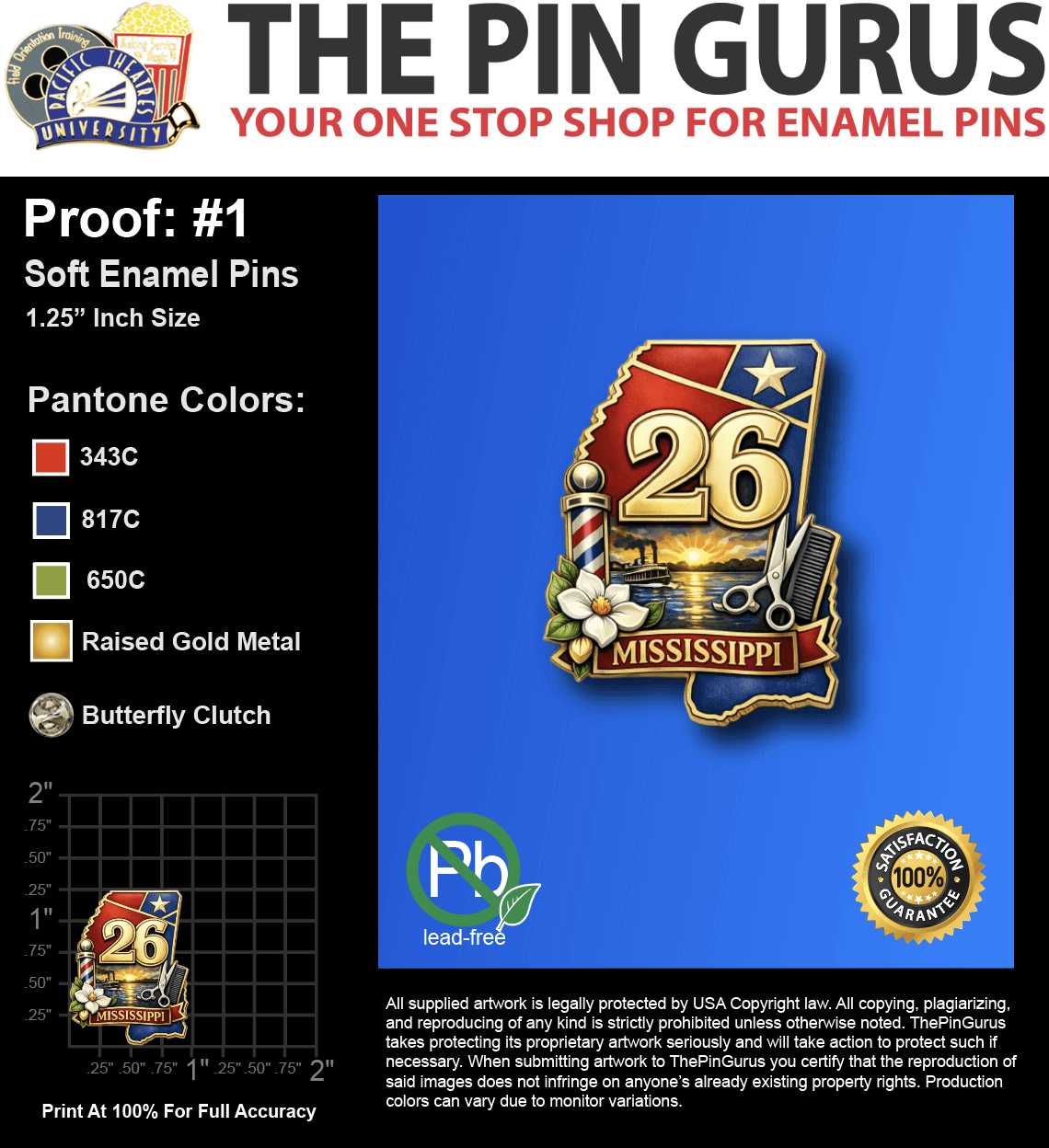 25 "WENDI H" LAPEL PINS: PROOF #1