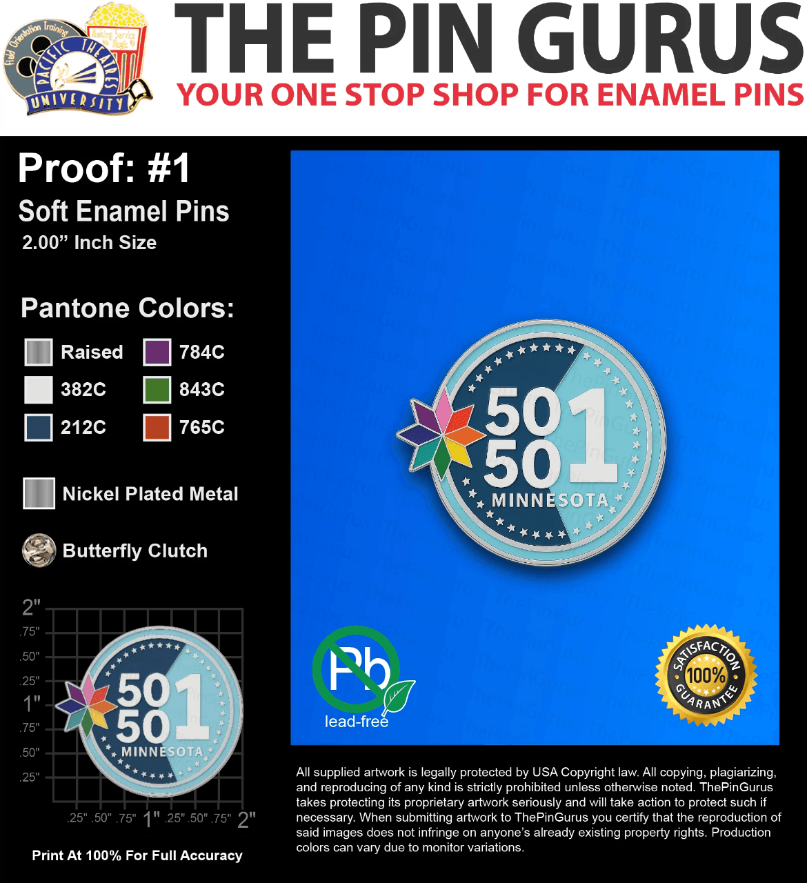 200 "WESLEY S" LAPEL PINS: PROOF #1
