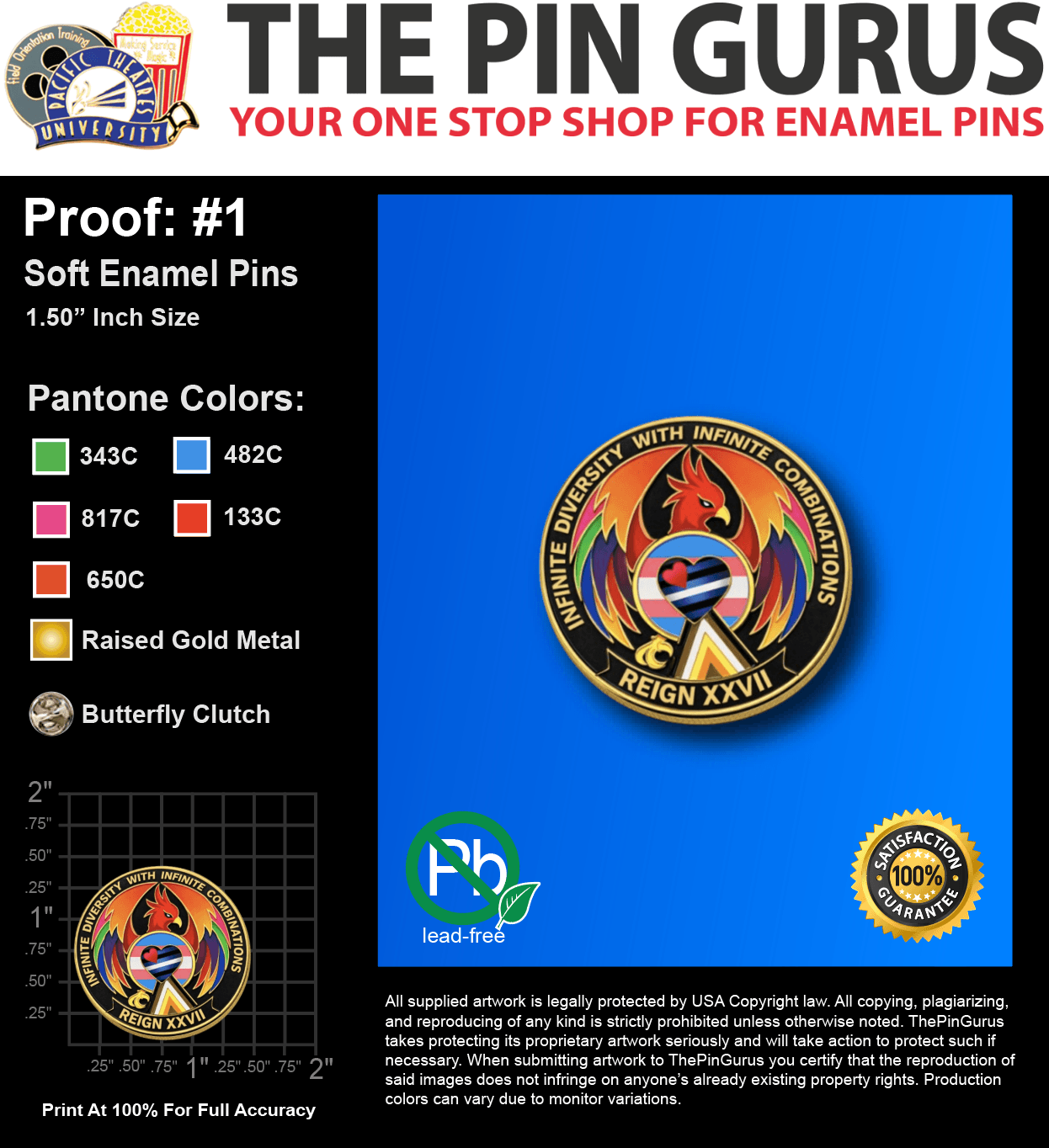 250 "WILL B" LAPEL PINS: PROOF #1