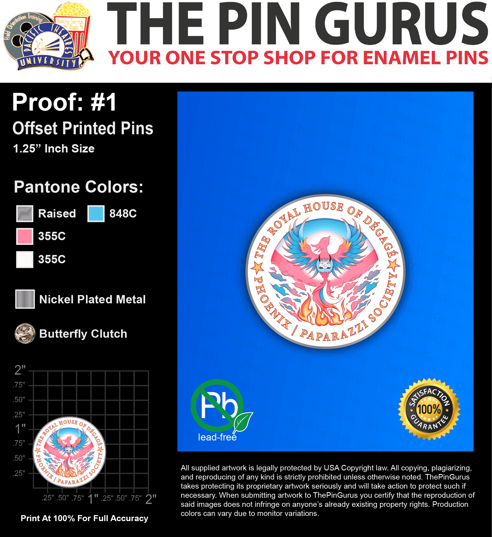 100 “WILLIAM B” LAPEL PINS: PROOF #1