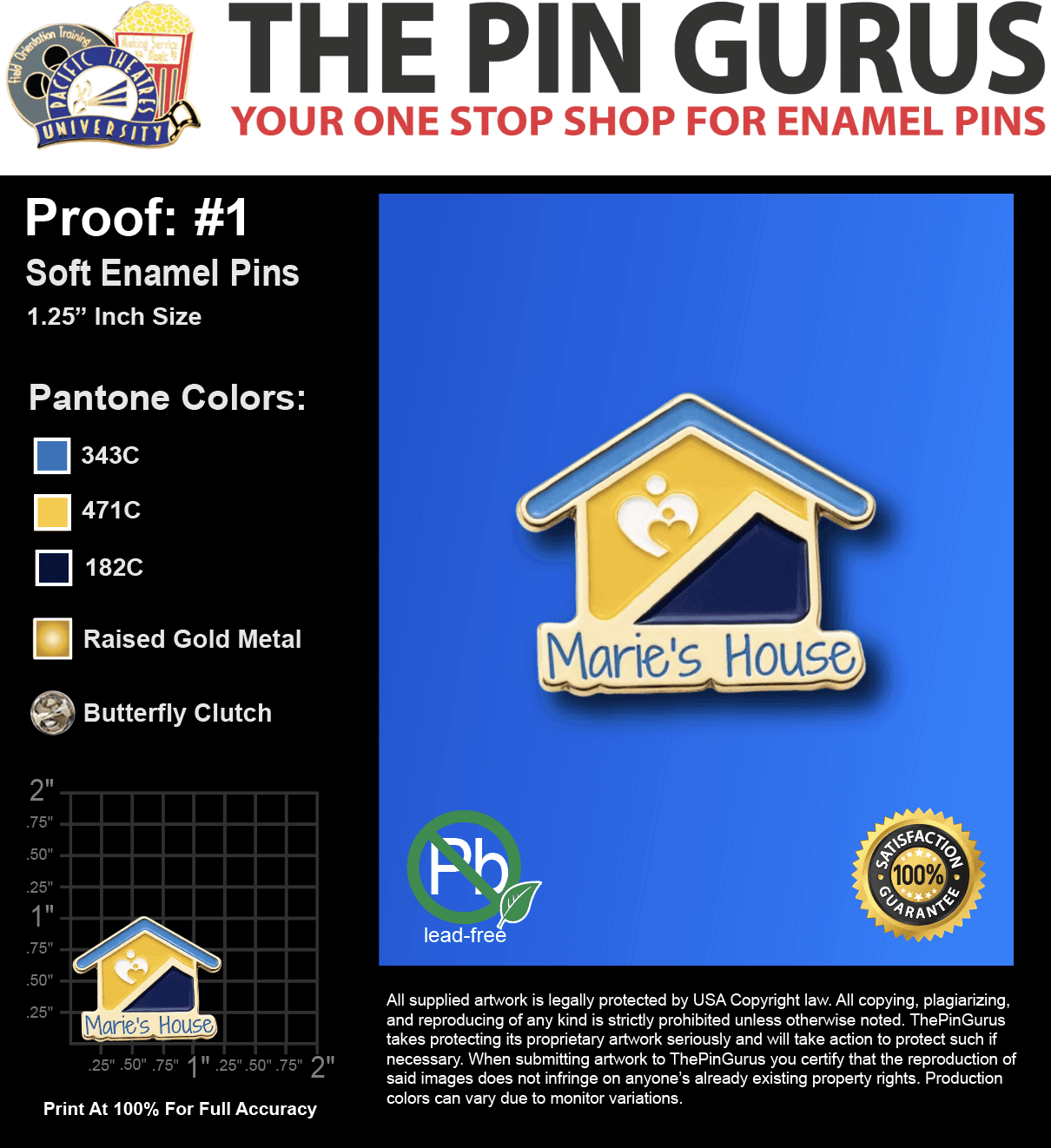 25 "WILL M" LAPEL PINS: PROOF #1