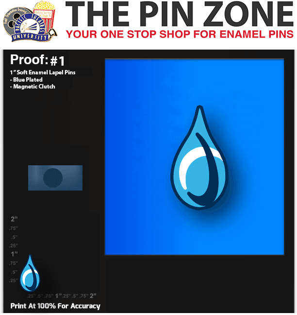 100 “Rain Drop” LAPEL PINS PROOF #1