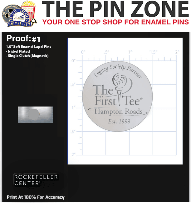 50 “The First Tee” LAPEL PINS PROOF #1