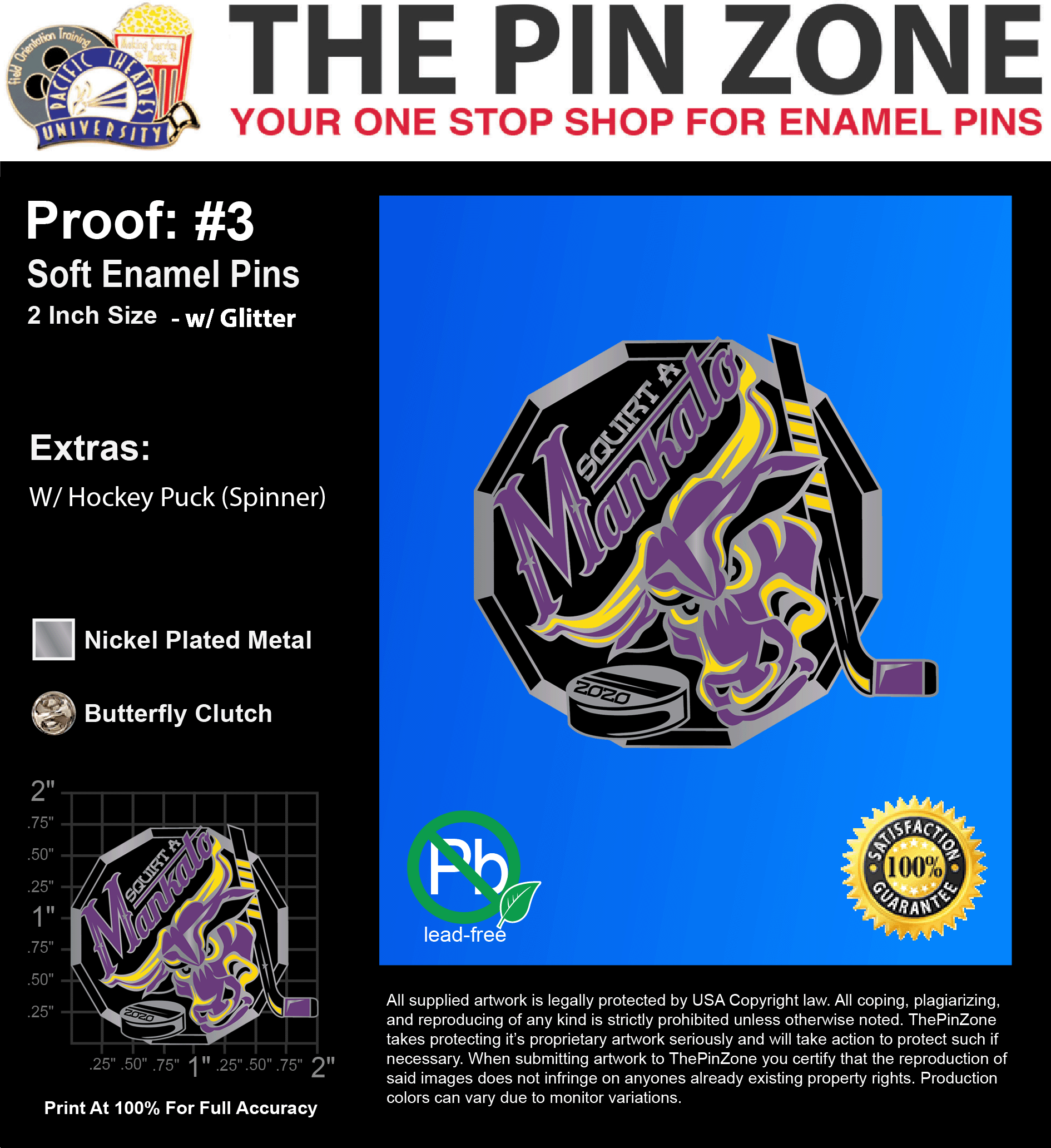 600 “MANKATO SQUIRT” LAPEL PINS: PROOF #3