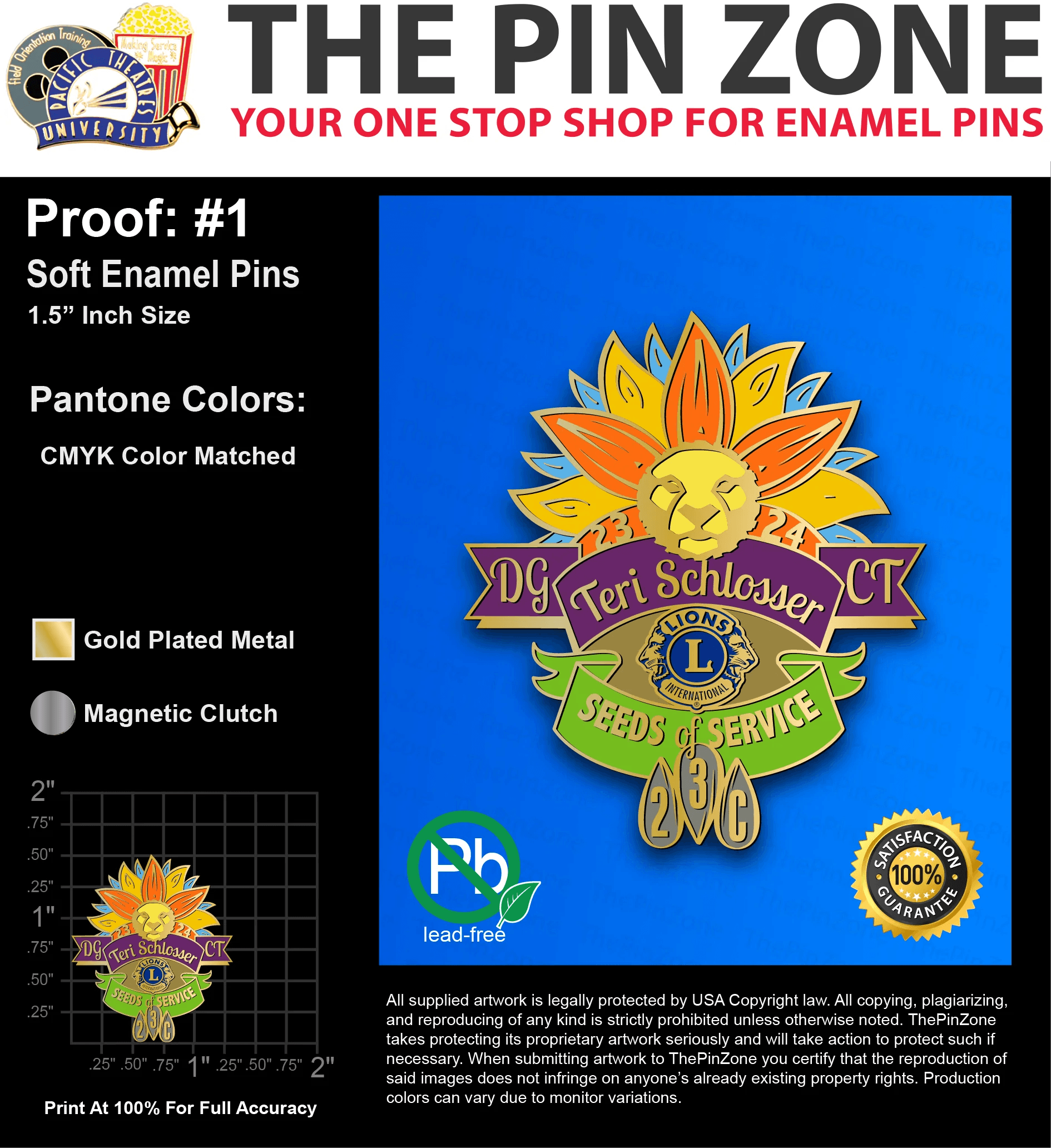 100 “ROBIN B” LAPEL PINS: PROOF #1