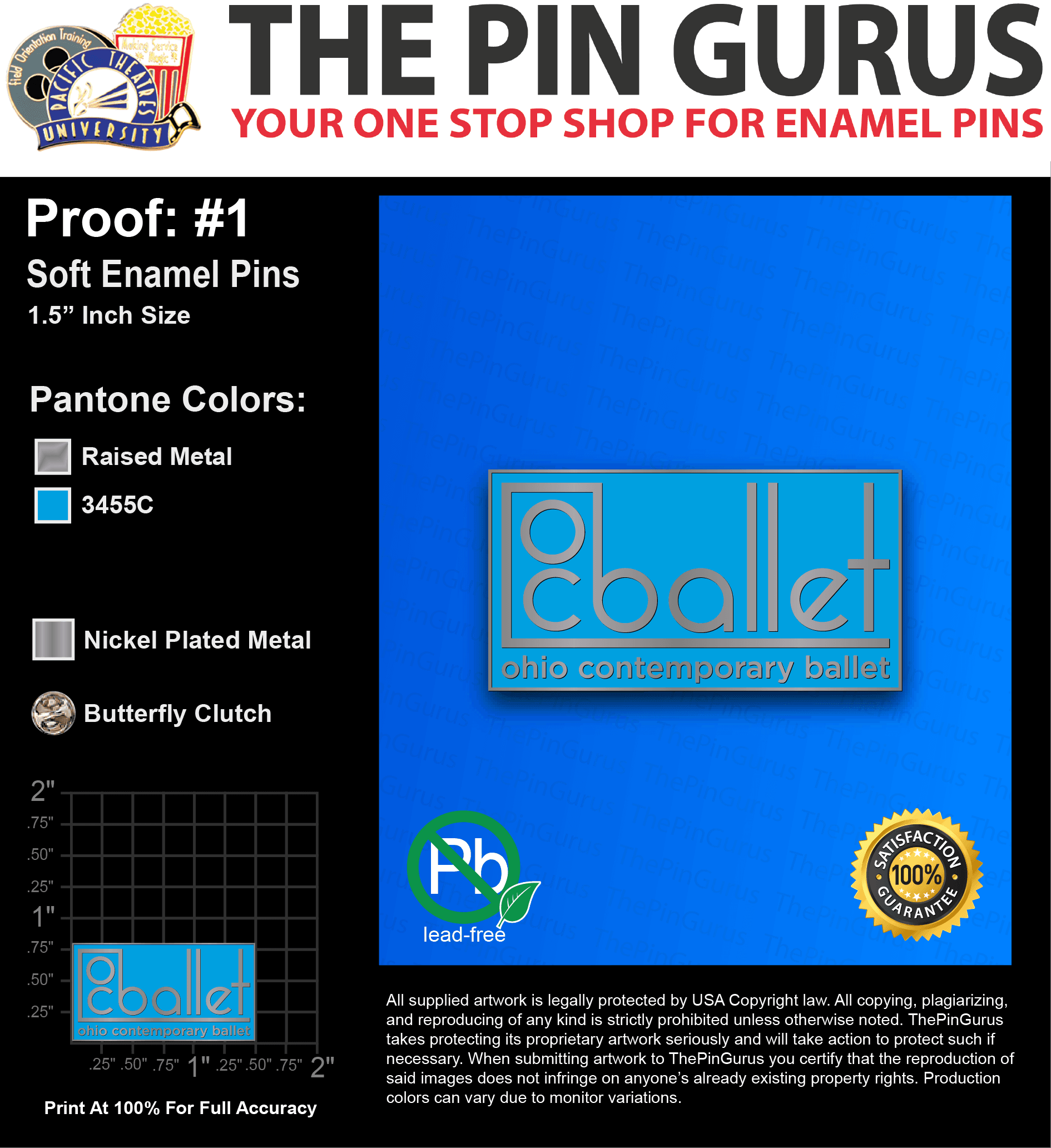 50 “JEN G” LAPEL PINS: PROOF #1