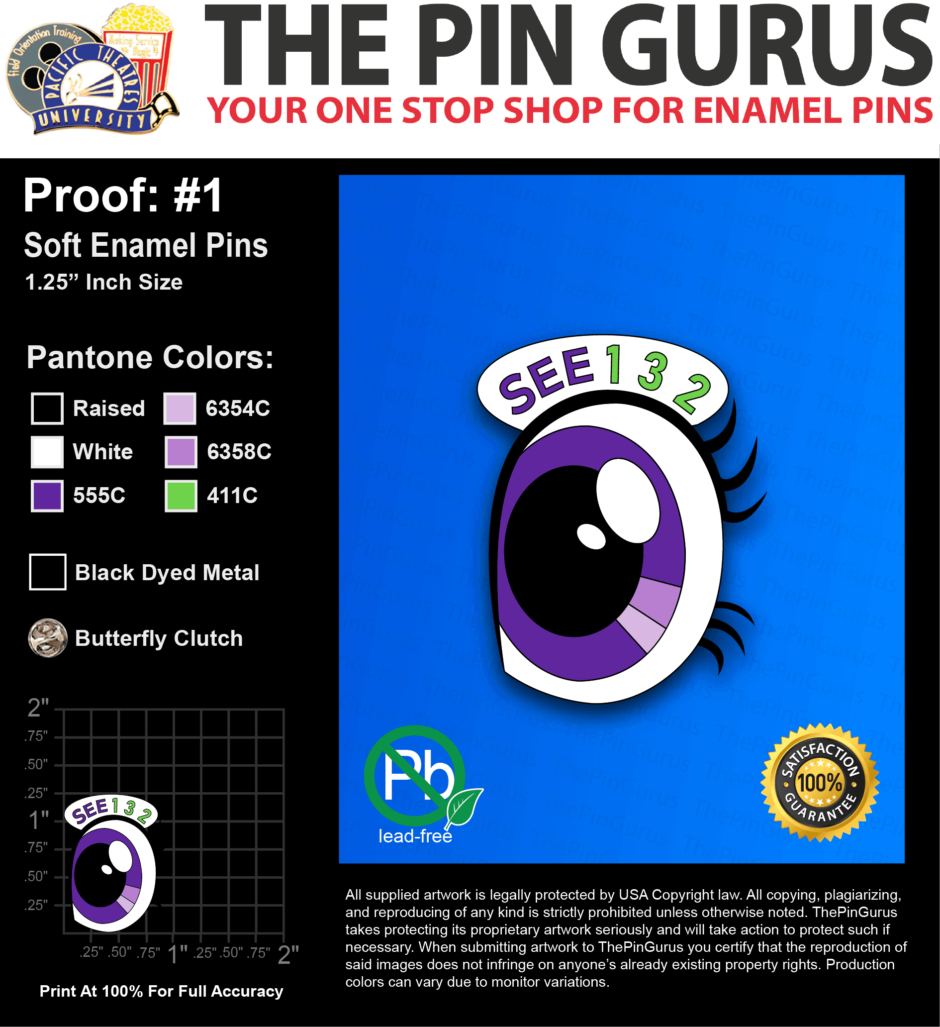 100 “LAN L” LAPEL PINS: PROOF #1