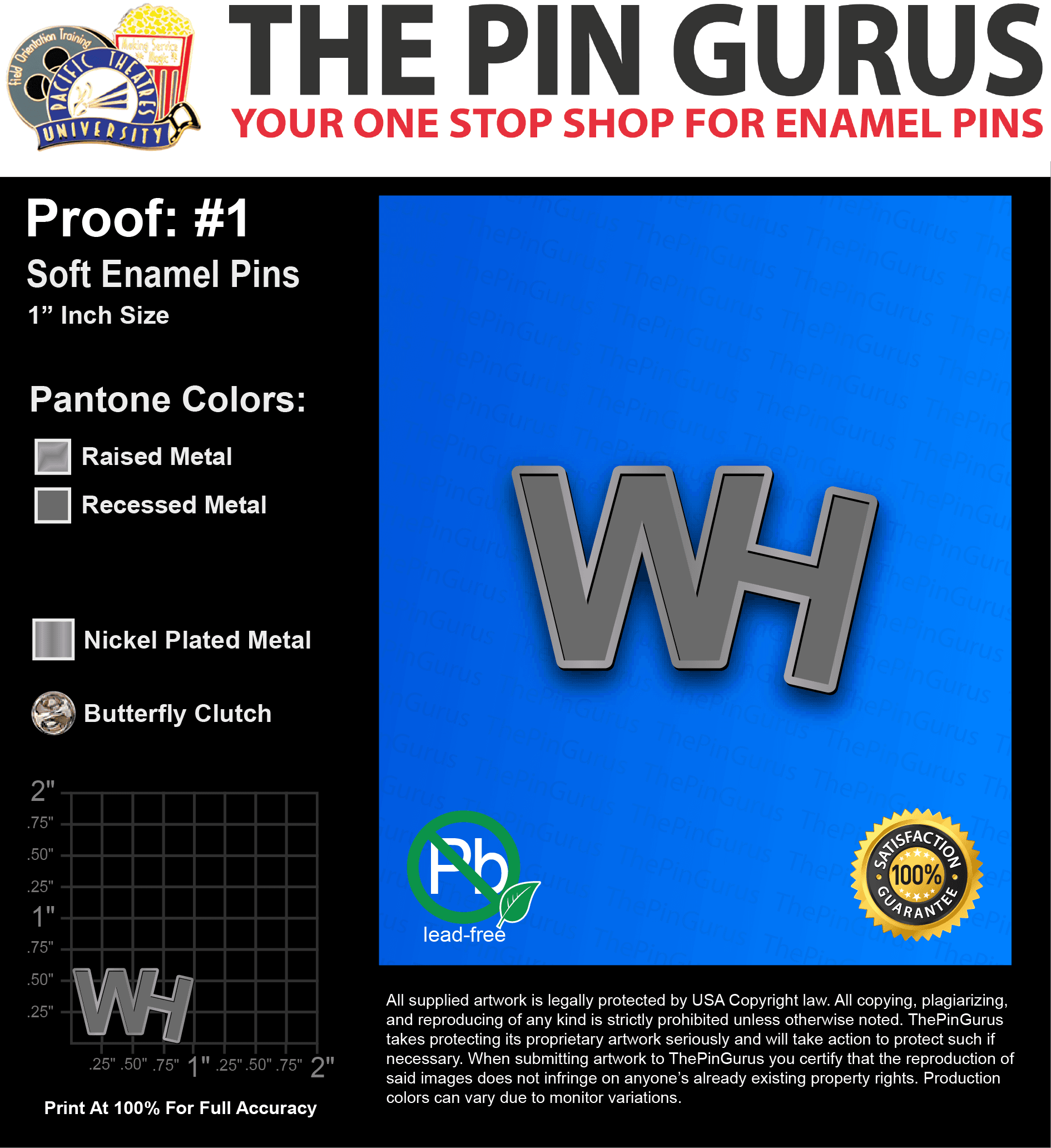 25 “ROD R” LAPEL PINS: PROOF #1