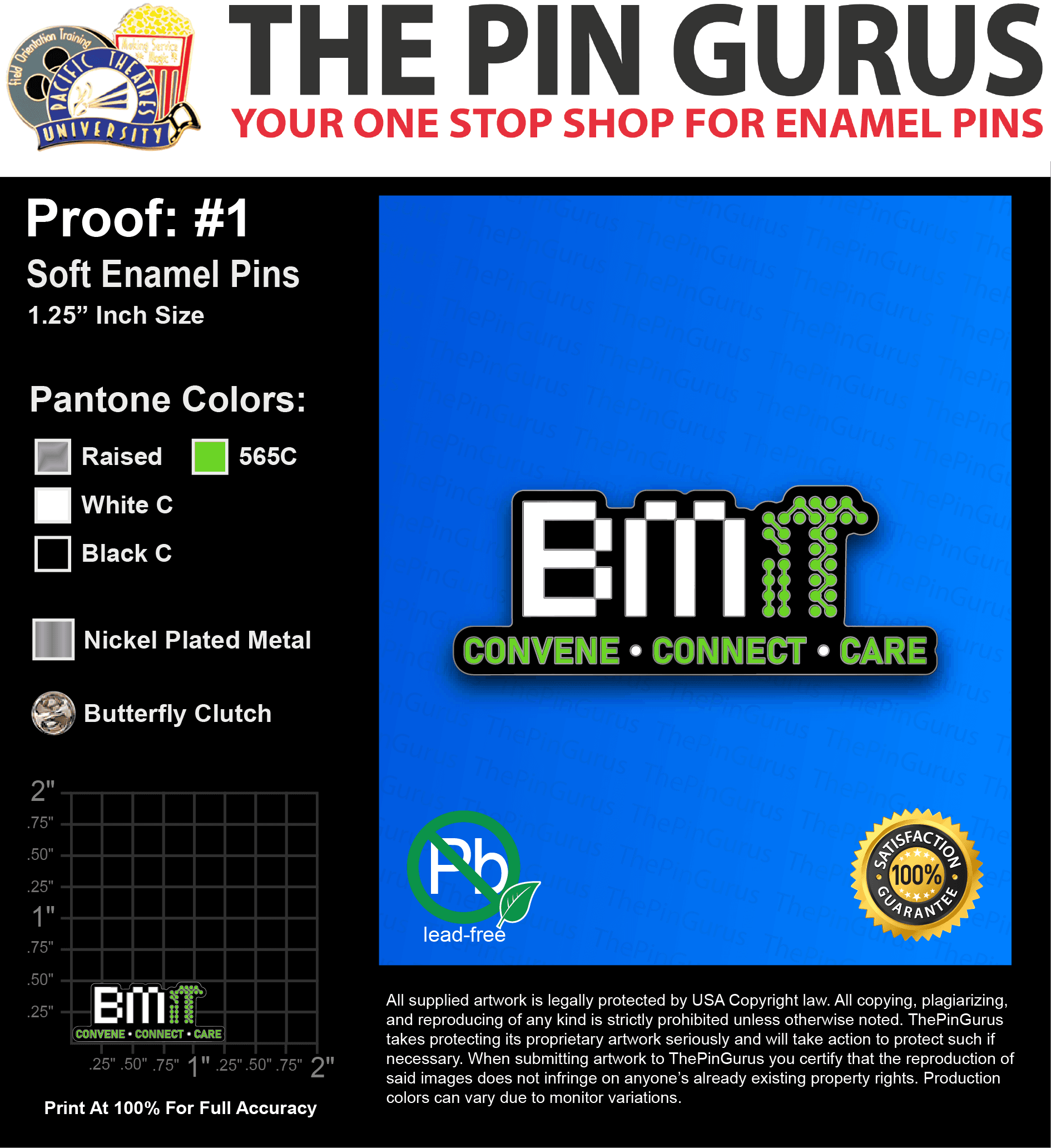 100 “ERICA W” LAPEL PINS: PROOF #1