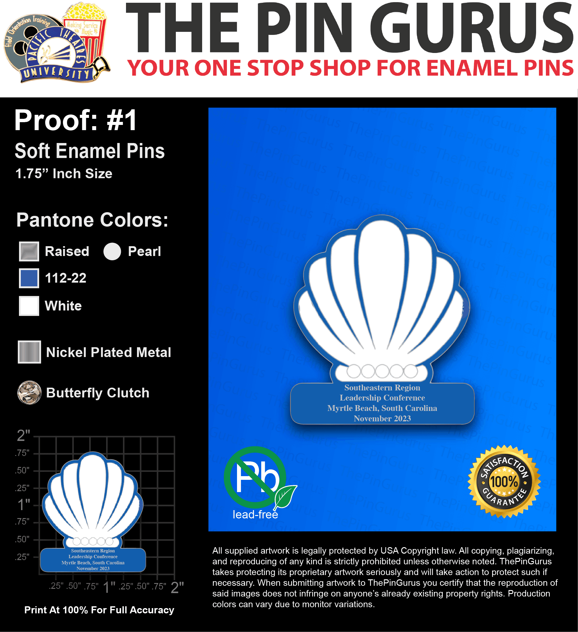 250 “LYNEA L” LAPEL PINS: PROOF #1