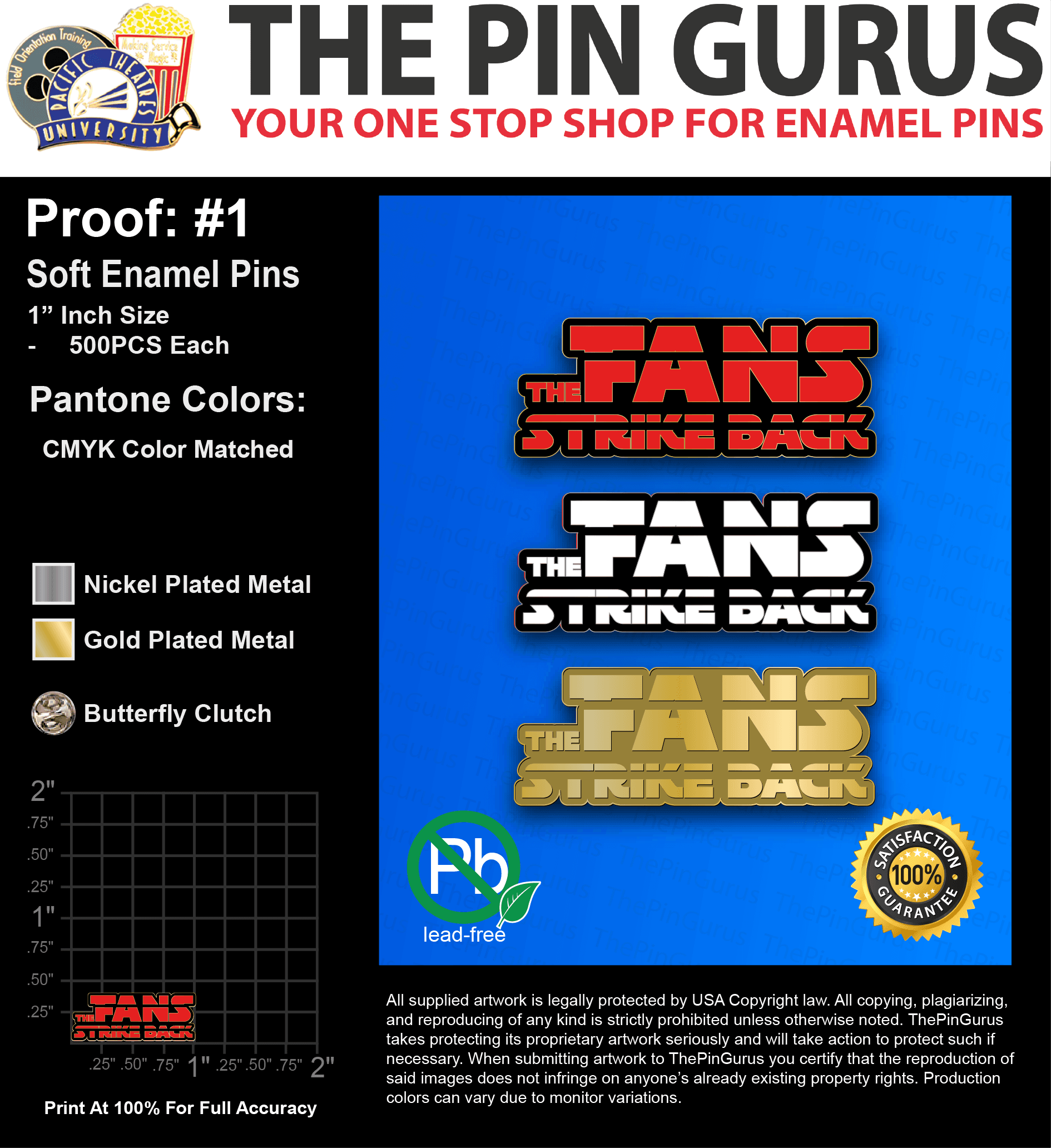 1500 “RICARDO P” LAPEL PINS: PROOF #1