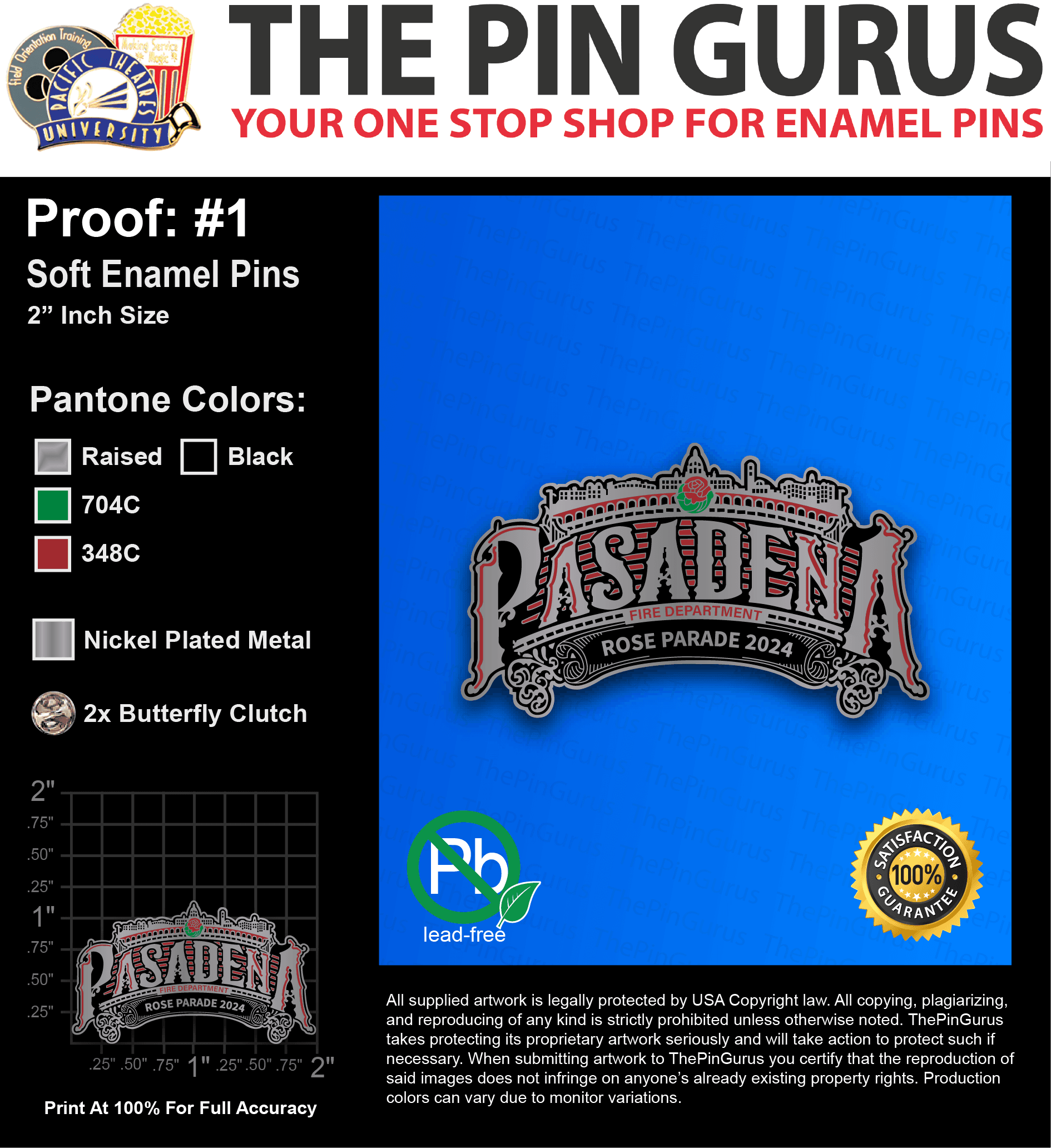 400 “SEAN K” LAPEL PINS: PROOF #1