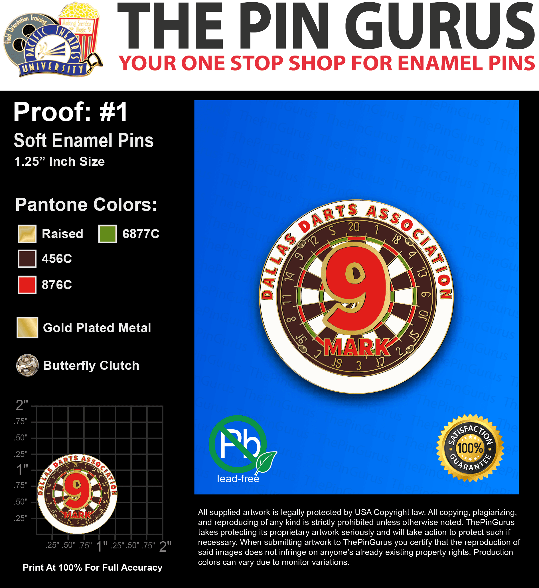 200 “CLAYTON M” LAPEL PINS: PROOF #1