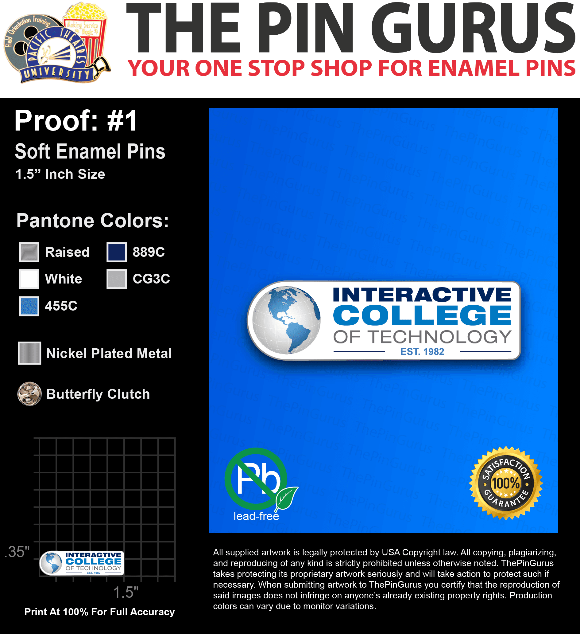 350 “DAVID C” LAPEL PINS: PROOF #1