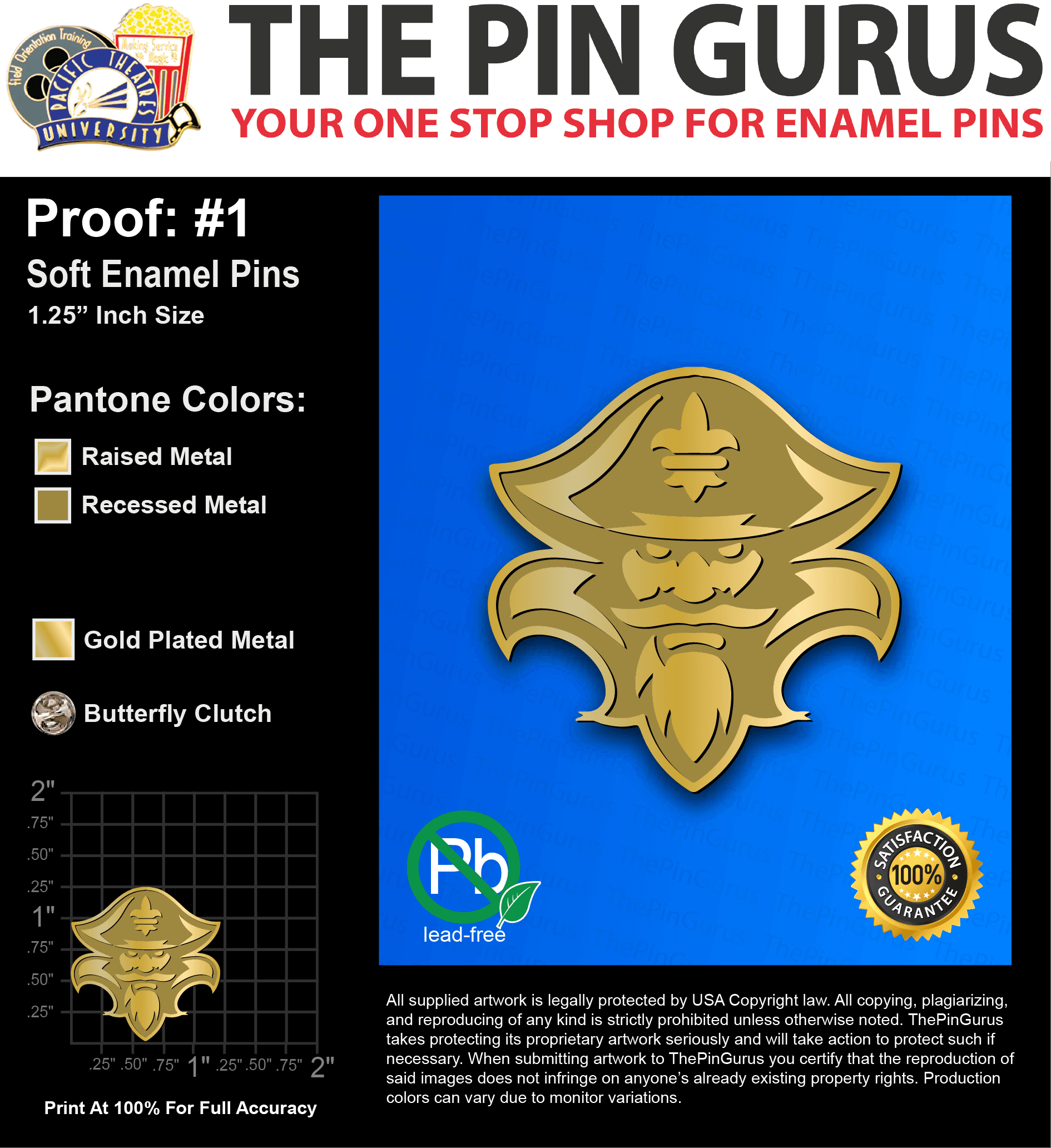500 “FRANCIE D” LAPEL PINS: PROOF #1