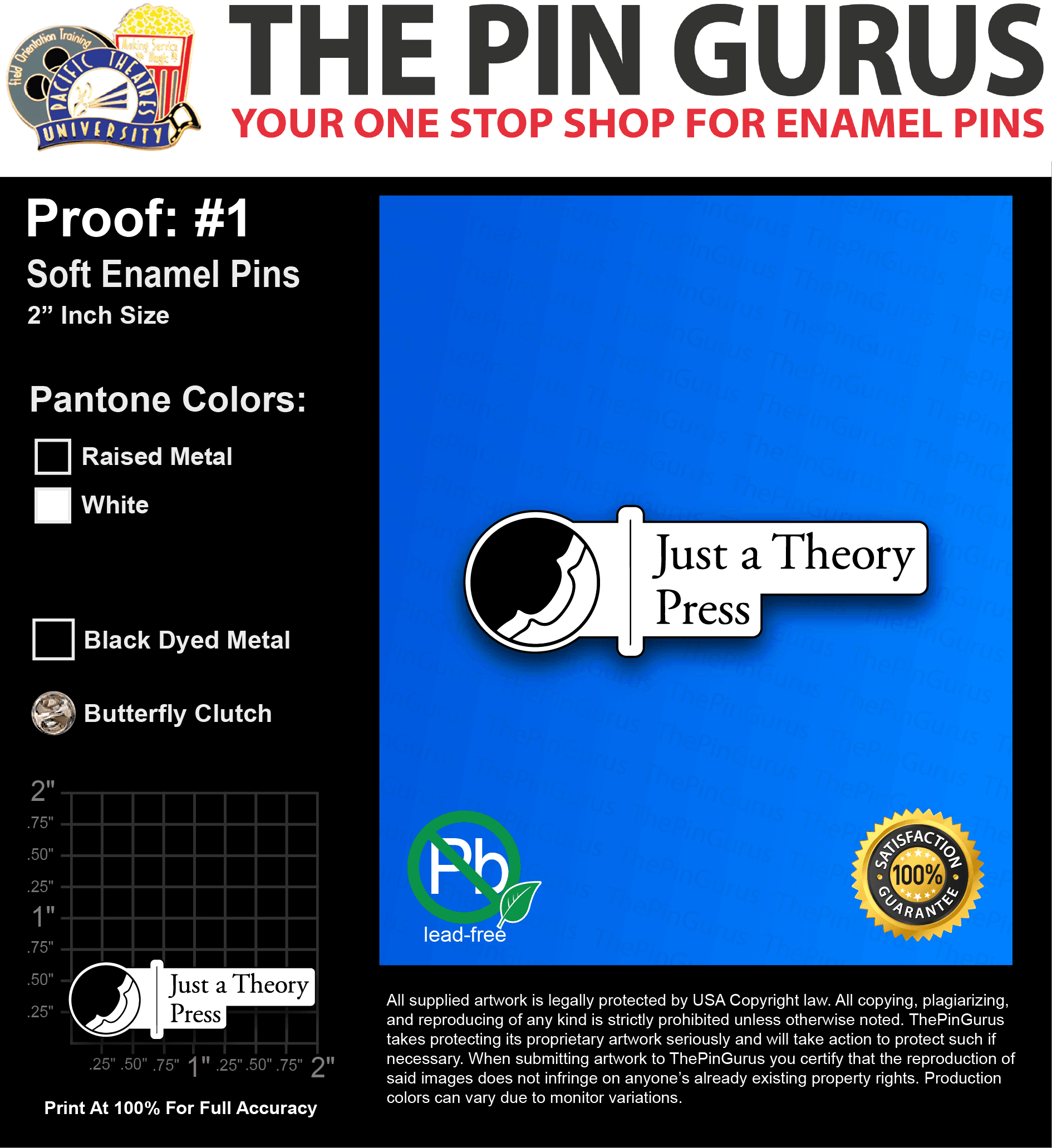 50 “JOSHUA D” LAPEL PINS: PROOF #1