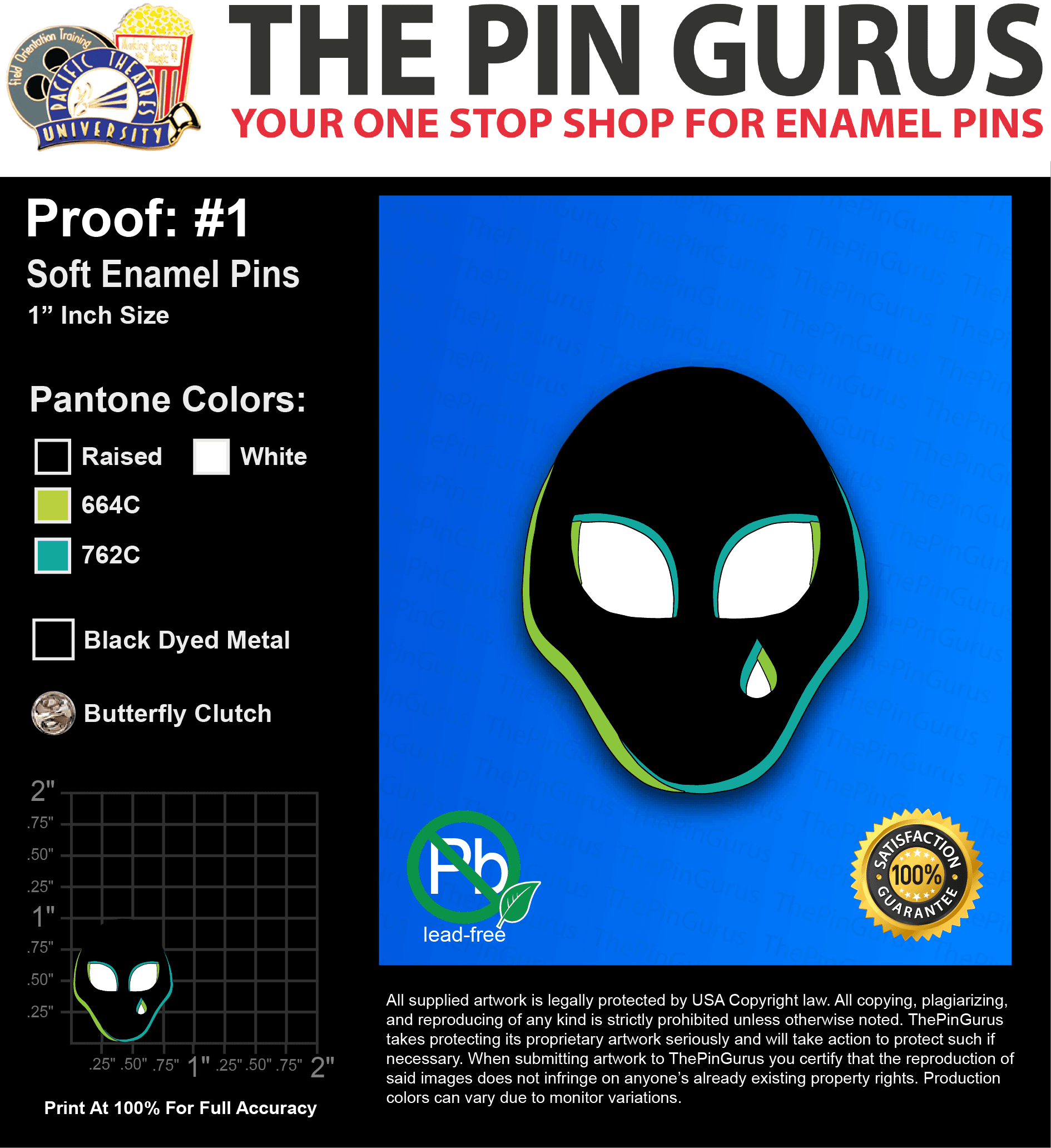 50 “KELSEY E” LAPEL PINS: PROOF #1