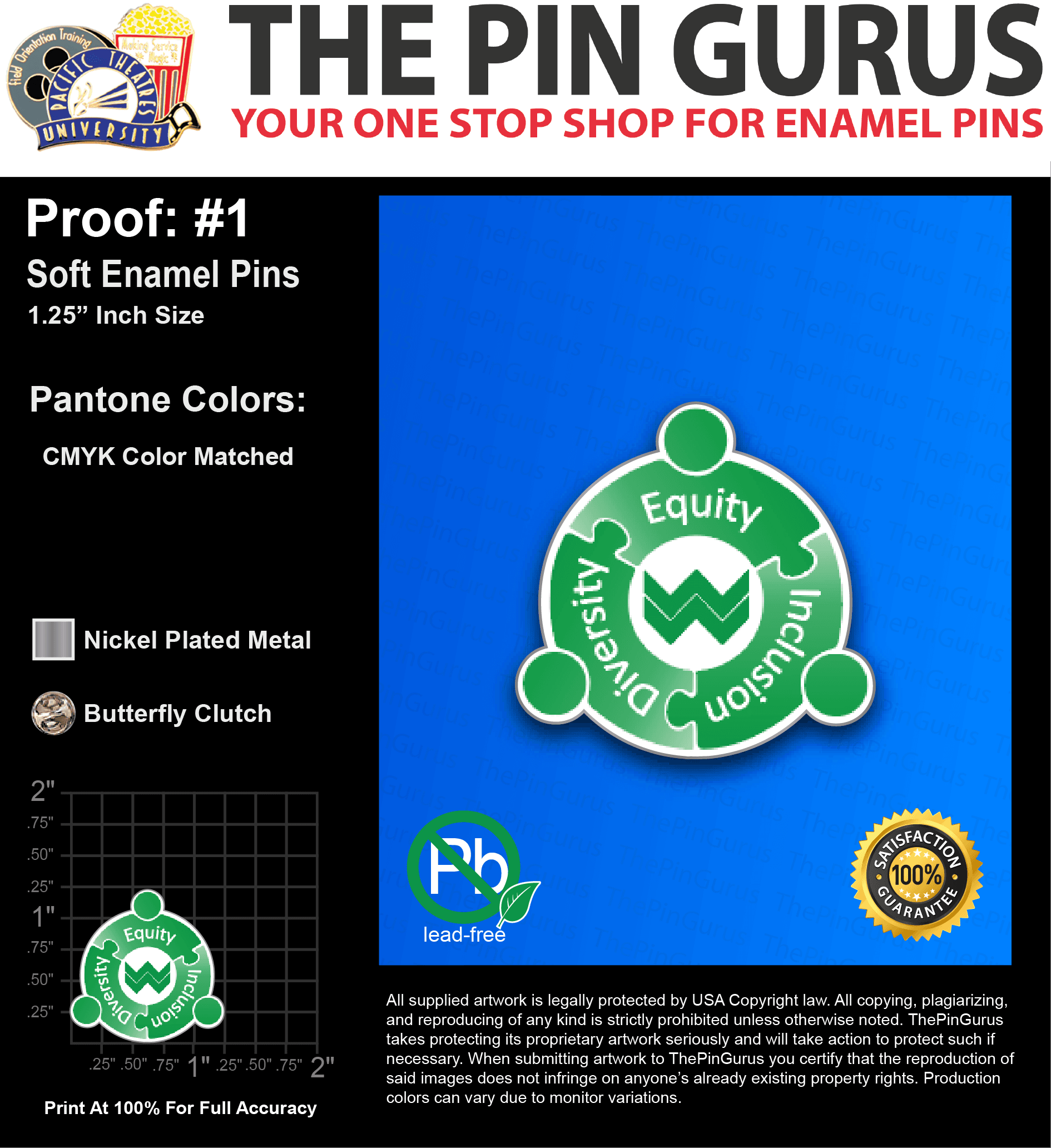 1000 “MADISON P” LAPEL PINS: PROOF #1