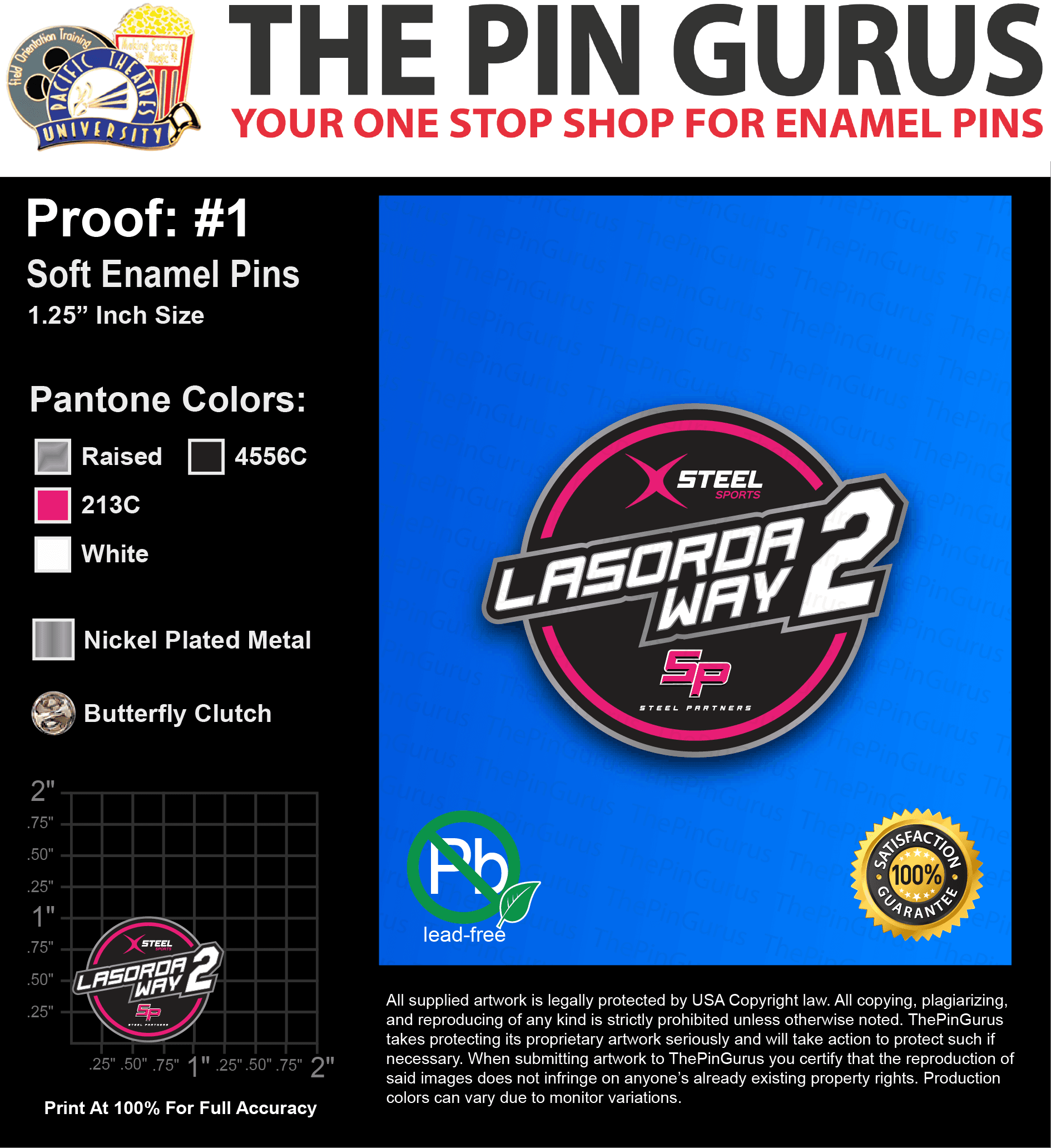 100 “NATHAN C” LAPEL PINS: PROOF #1