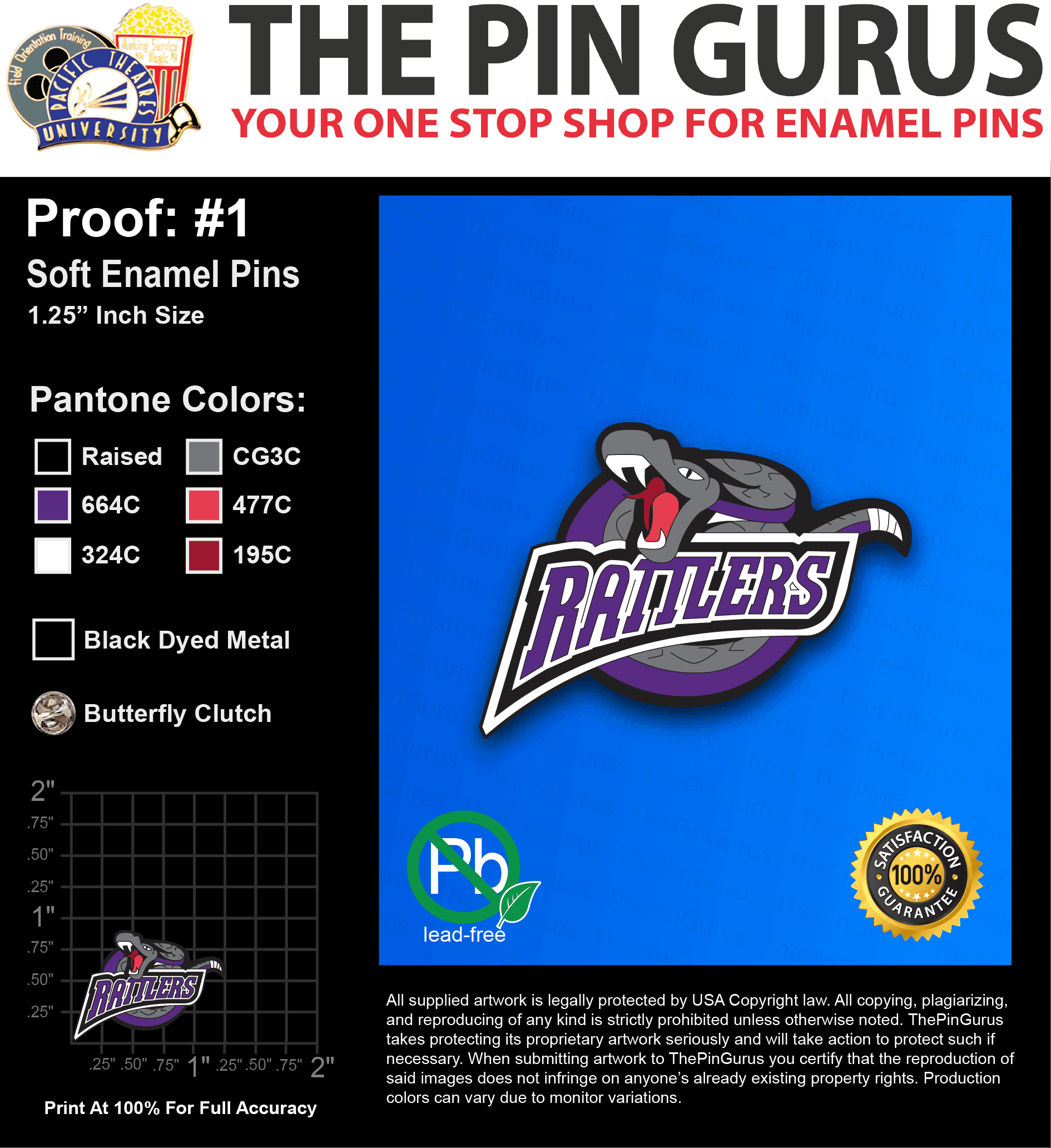 300 “TED D” LAPEL PINS: PROOF #1