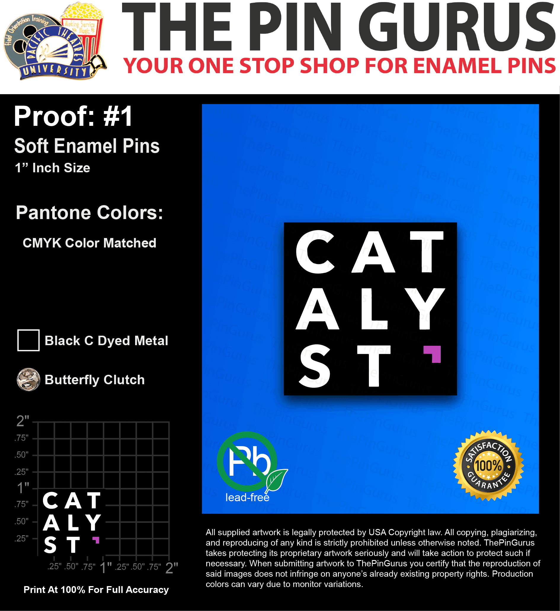 30 “CLAYTON C” LAPEL PINS: PROOF #1