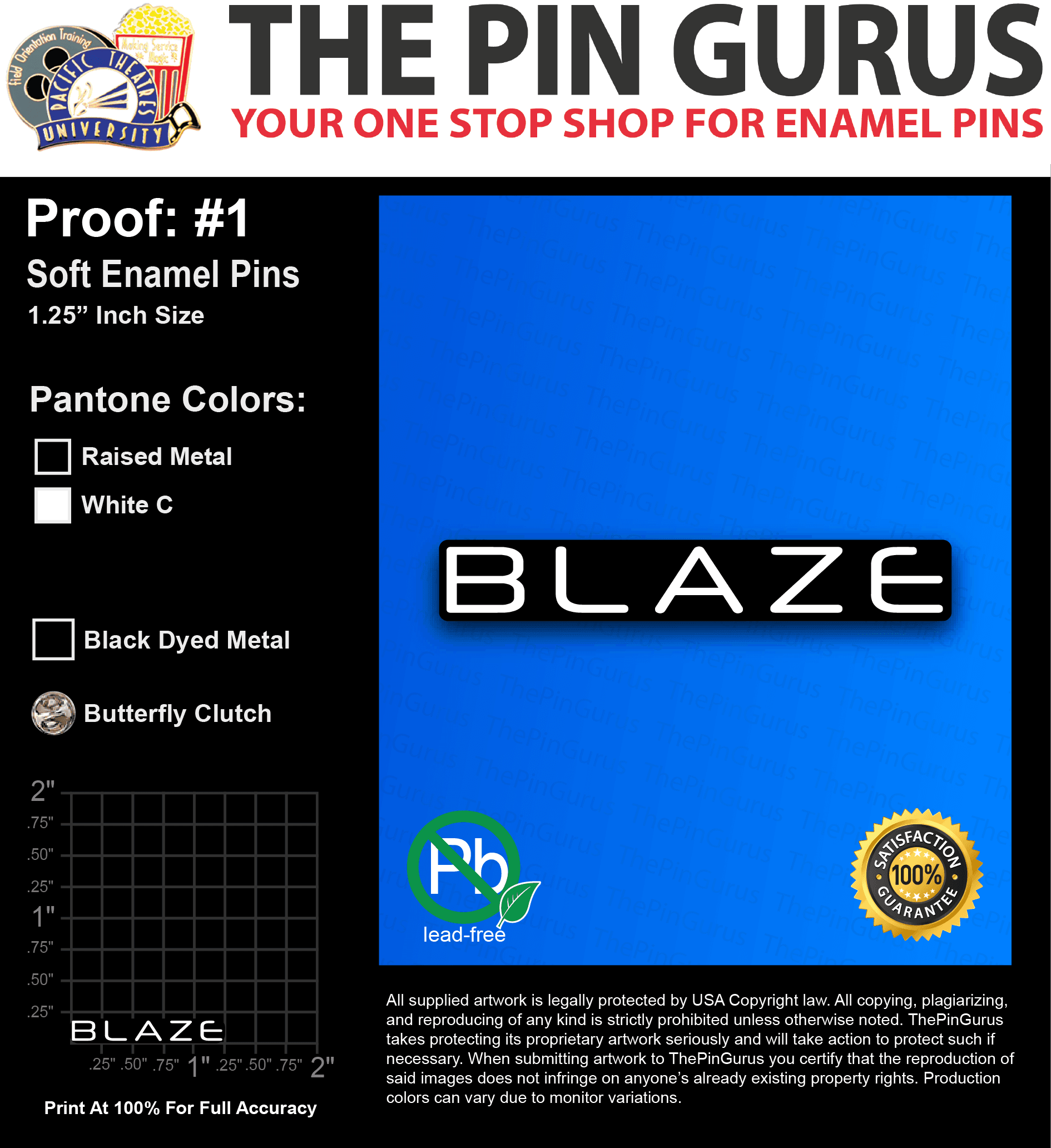 25 “HAYDEN B” LAPEL PINS: PROOF #1