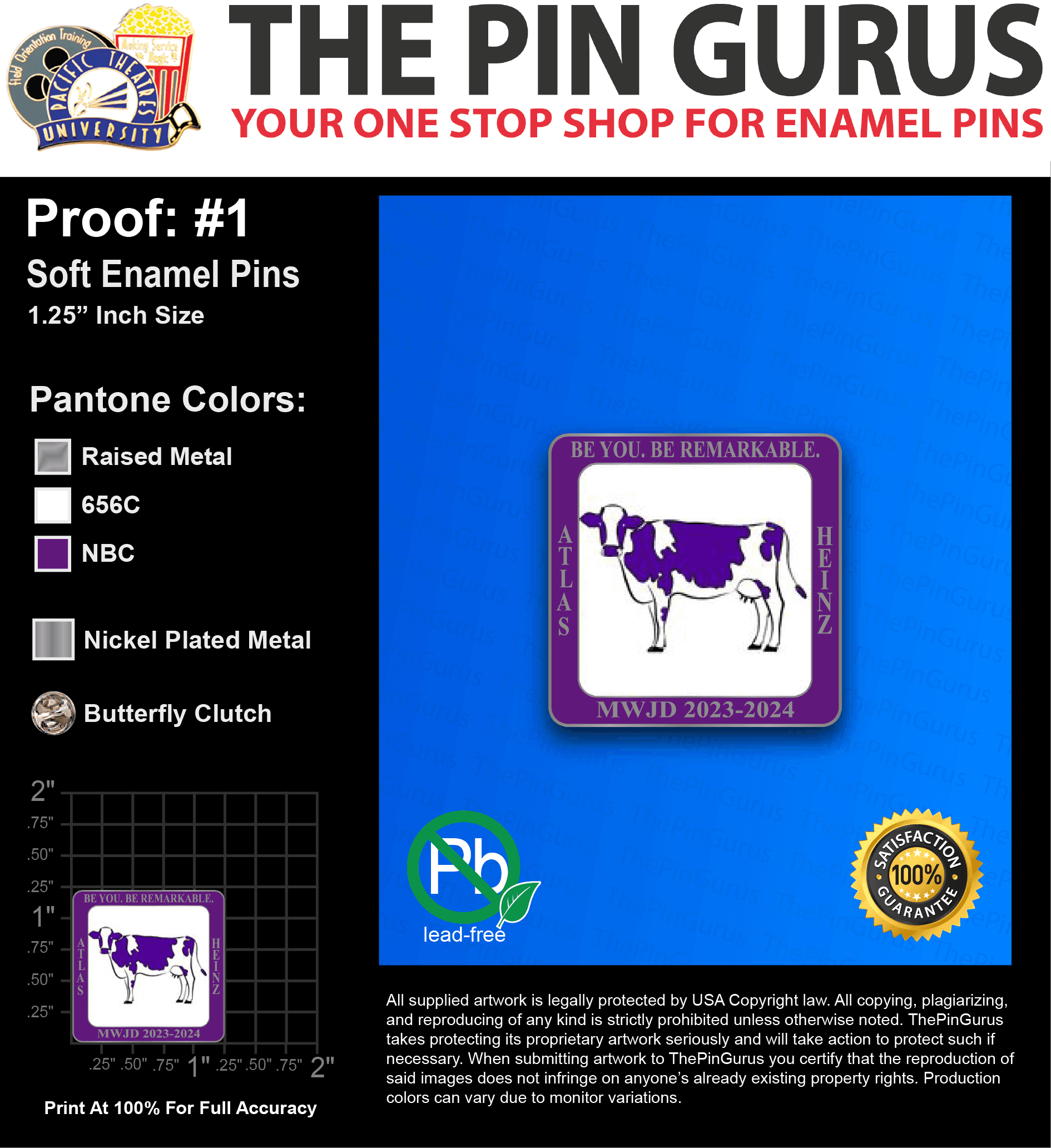 200 “HEATHER C” LAPEL PINS: PROOF #1