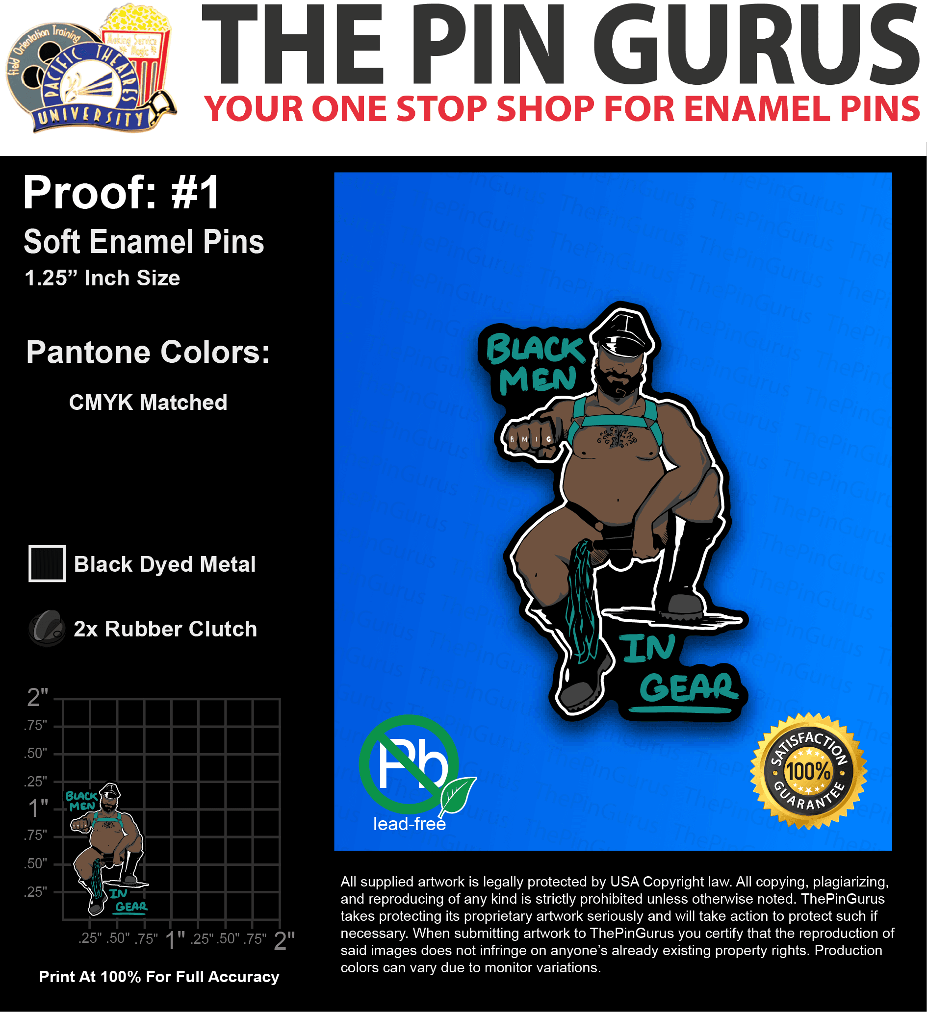 100 “JAUKEEM B” LAPEL PINS: PROOF #1