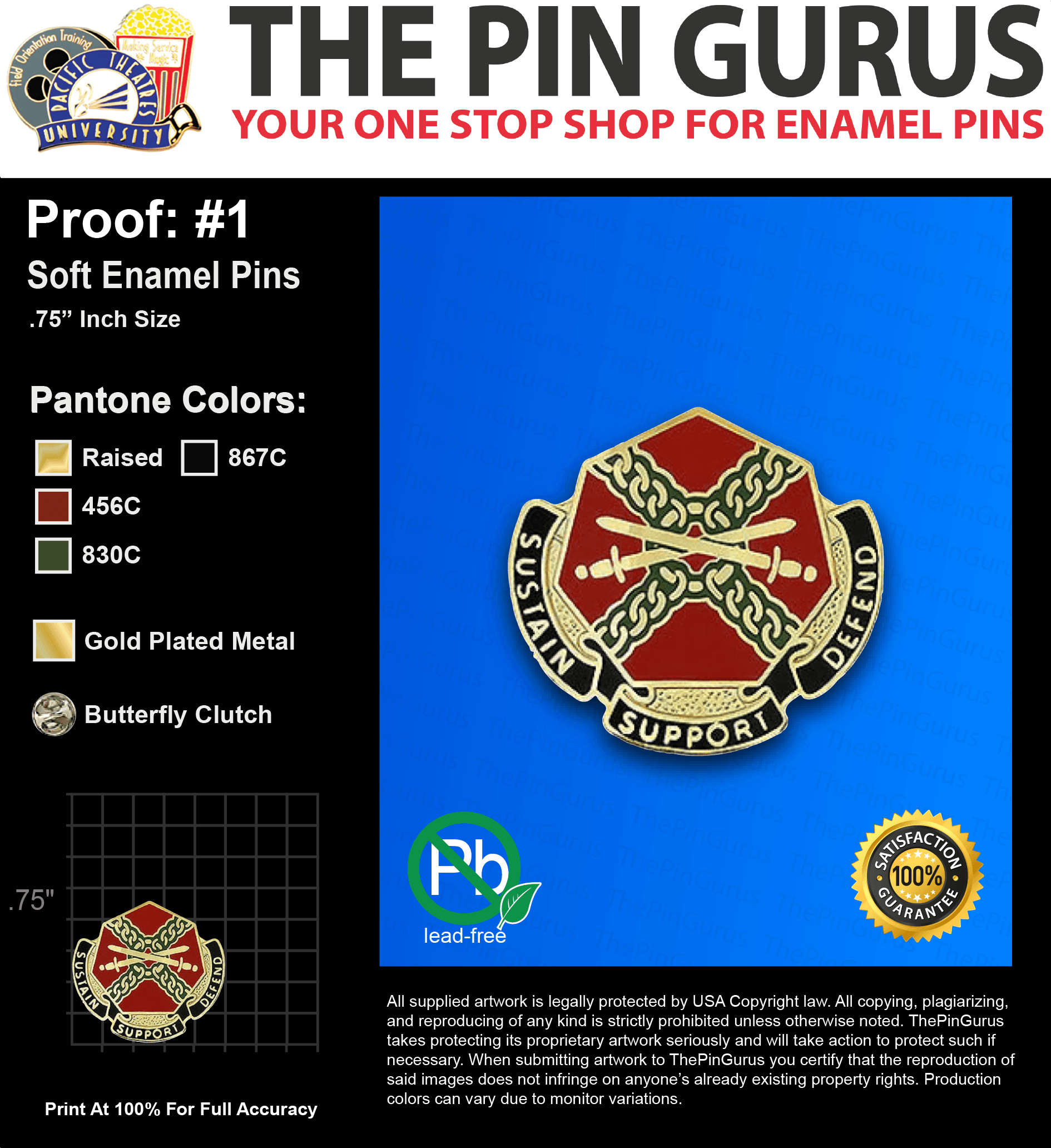 25 “JENNIFER O” LAPEL PINS: PROOF #1