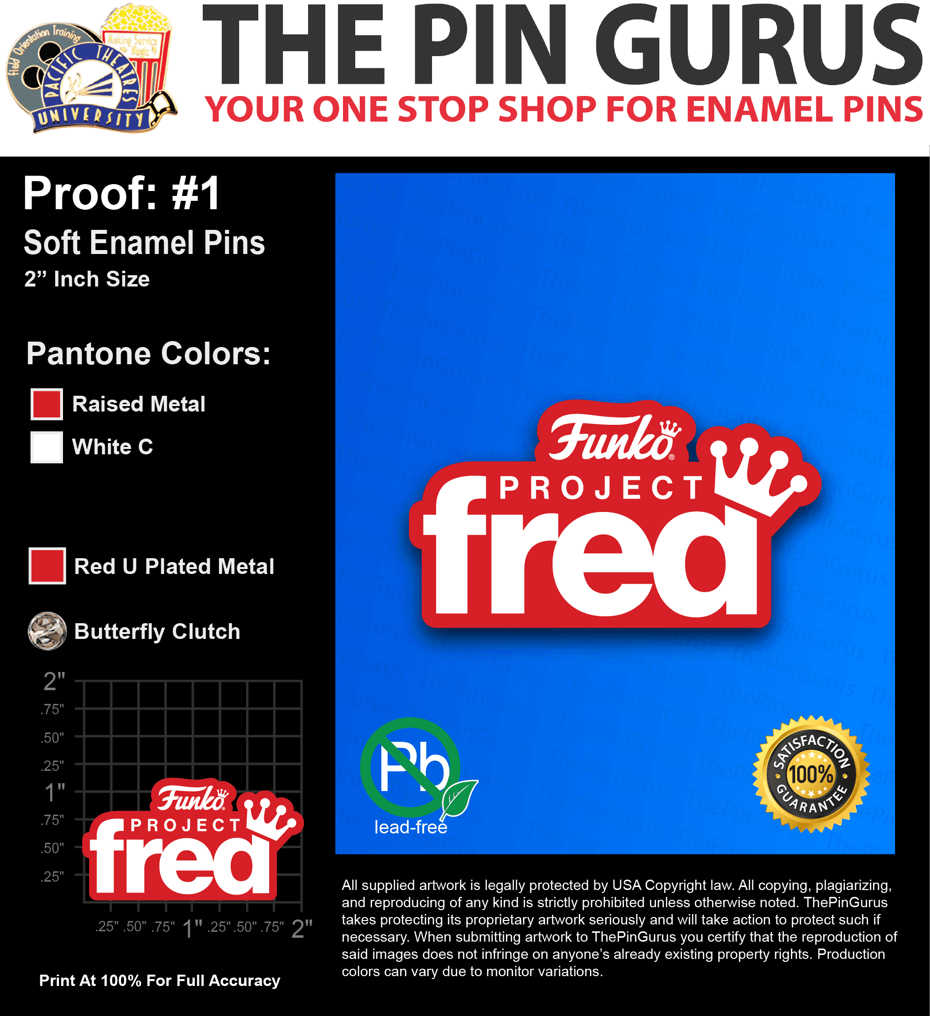 1200 “JOSEPH P” LAPEL PINS: PROOF #1