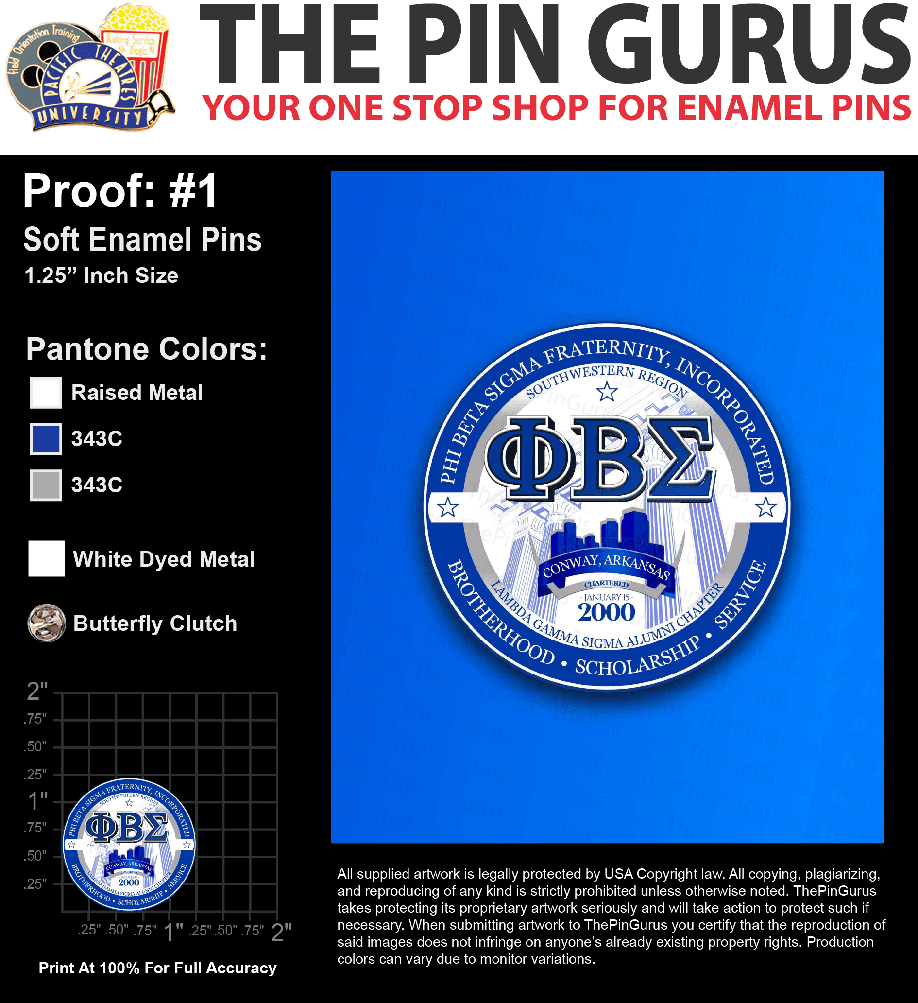 200 “JOSEPH W” LAPEL PINS: PROOF #1