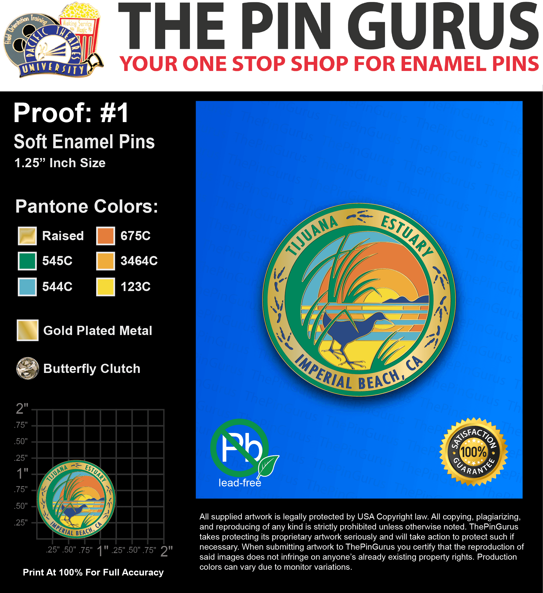 25 “JOYCE S” LAPEL PINS: PROOF #1