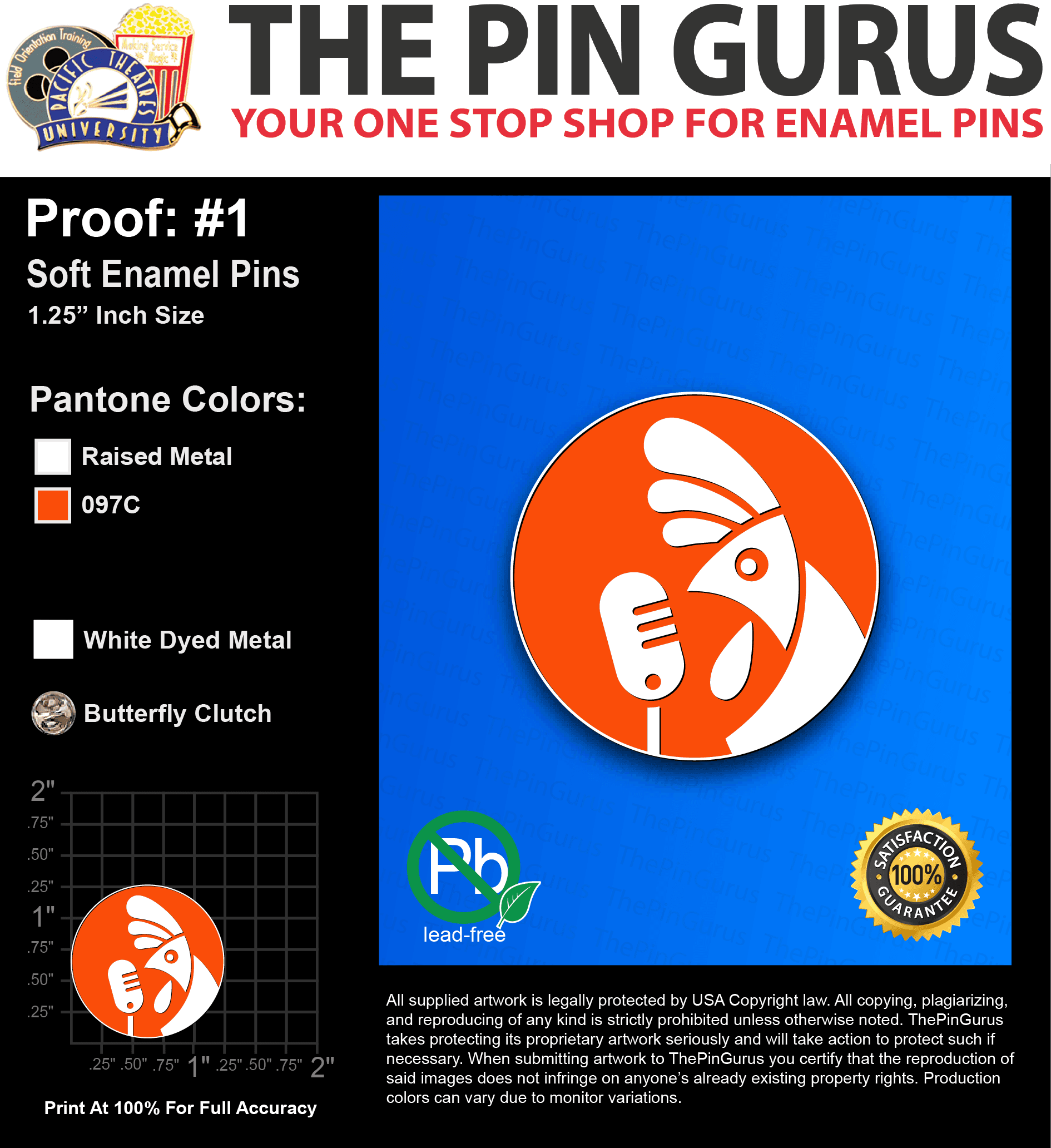 25 “KELLY P” LAPEL PINS: PROOF #1